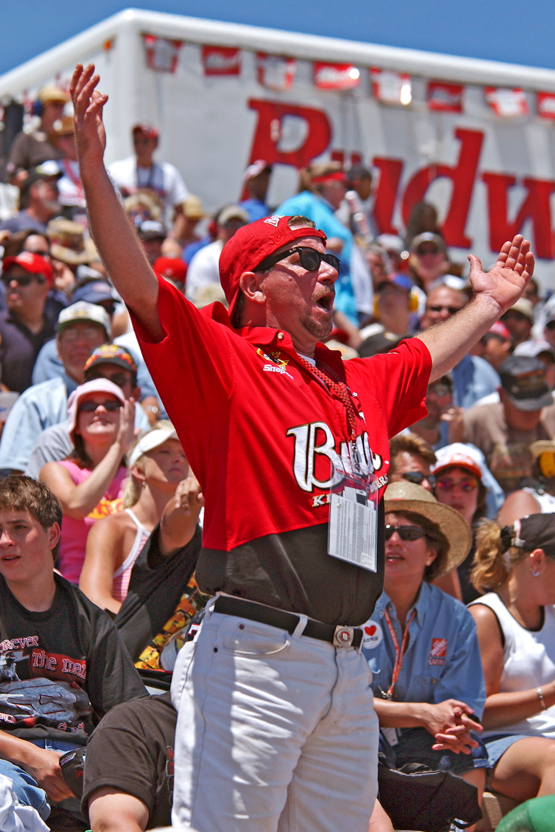 An animated Budweiser Fan in the stands.  ©  IAN DONALD
