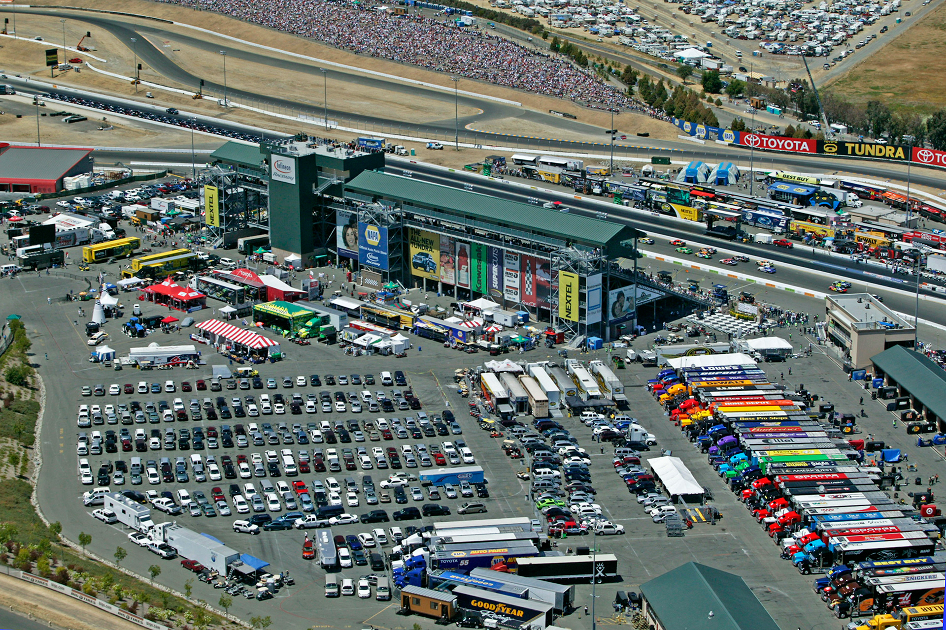 Aerial View of the Sonoma Grandstand and Parking Area...  ©  IAN DONALD