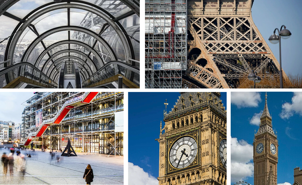 Architectural Influences:  The Centre Pompidou, Big Ben & the Eiffel Tower