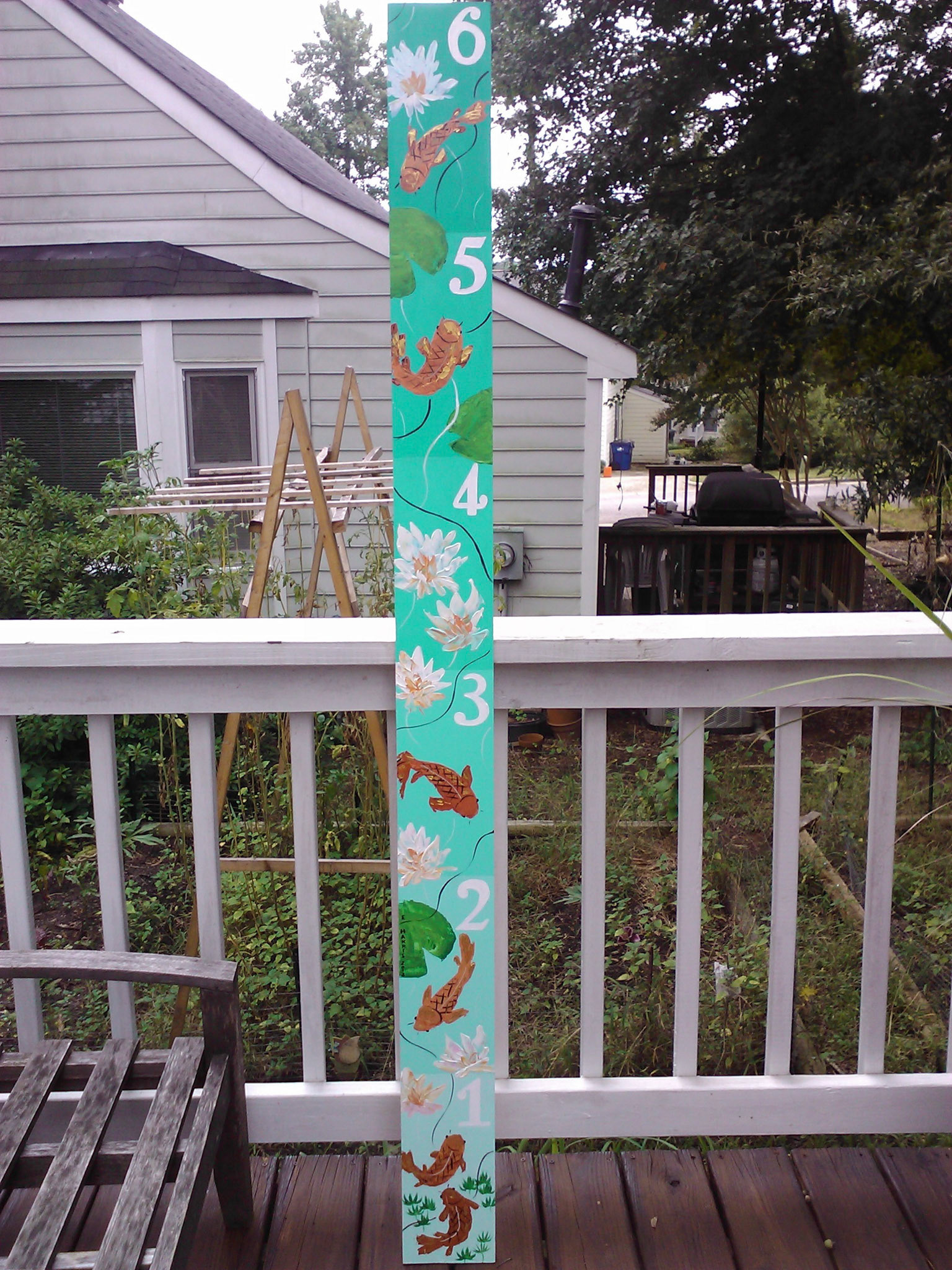Handpainted Koi growth chart for my niece's 3rd birthday. Now I need to paint one for my girls, they are growing so fast!