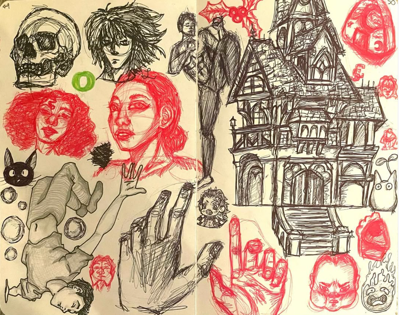 sketchbook page doodles
