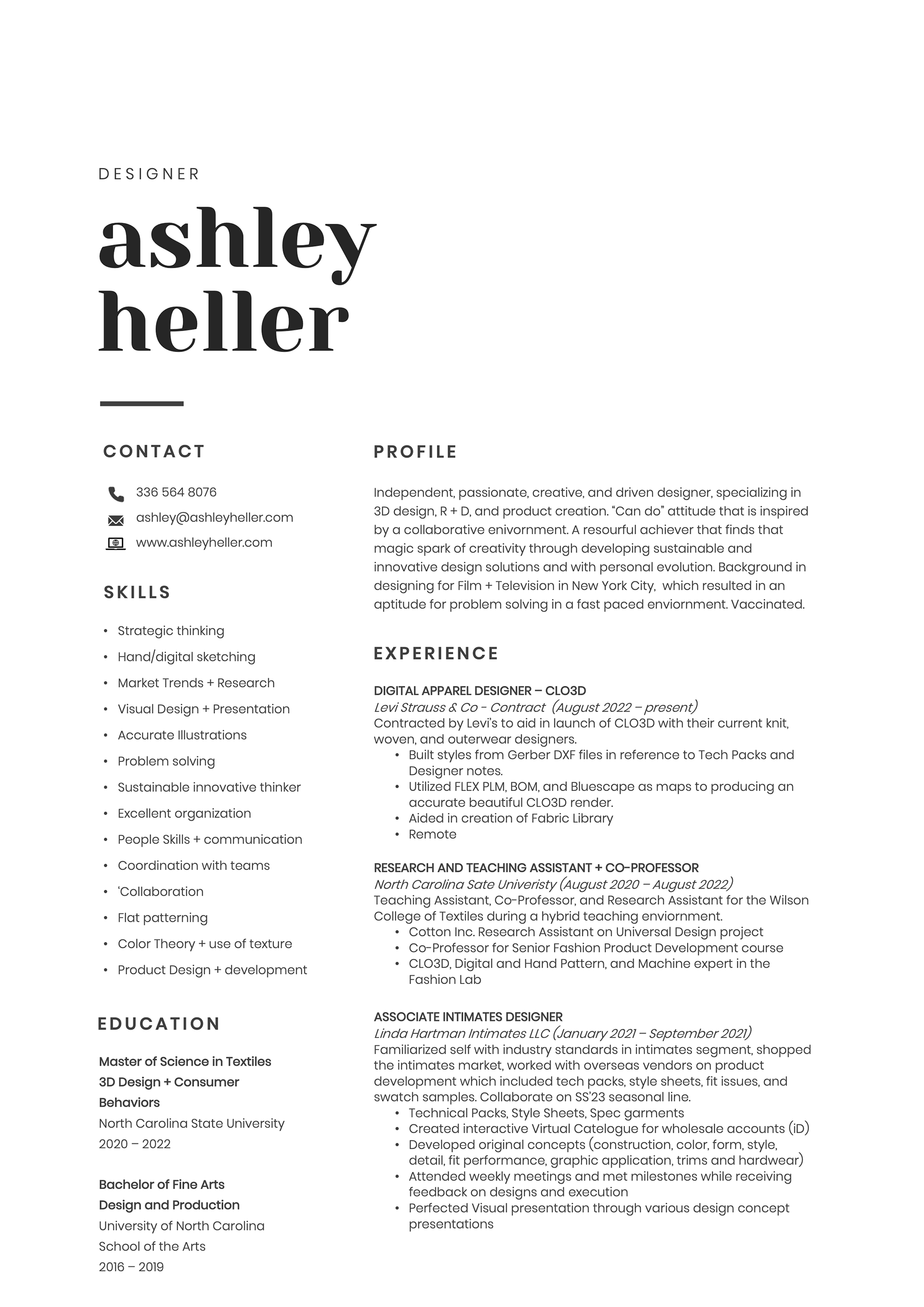 Ashley Heller - Résumé