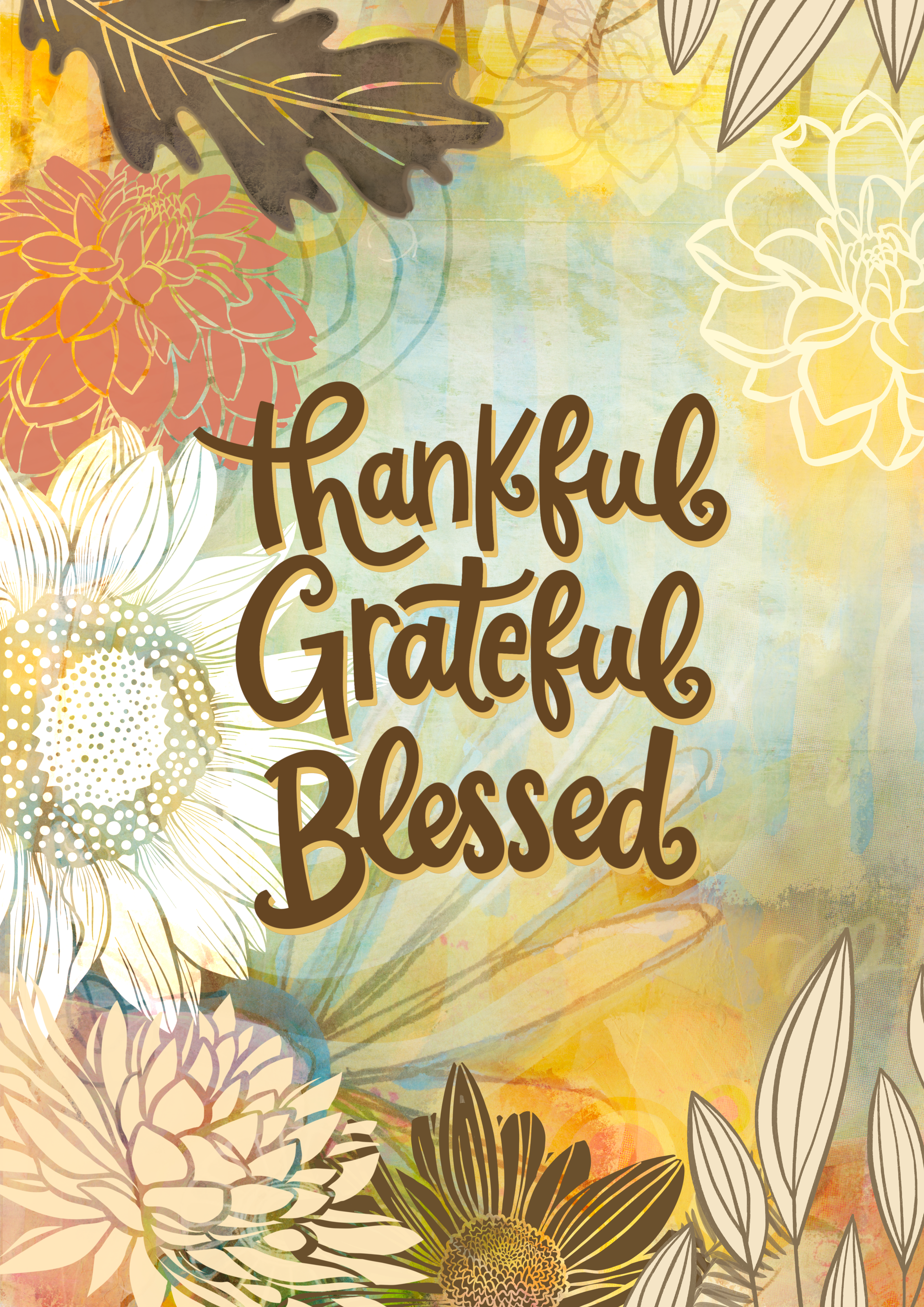 Del 1906 Thankful, Grateful And Blessed Card