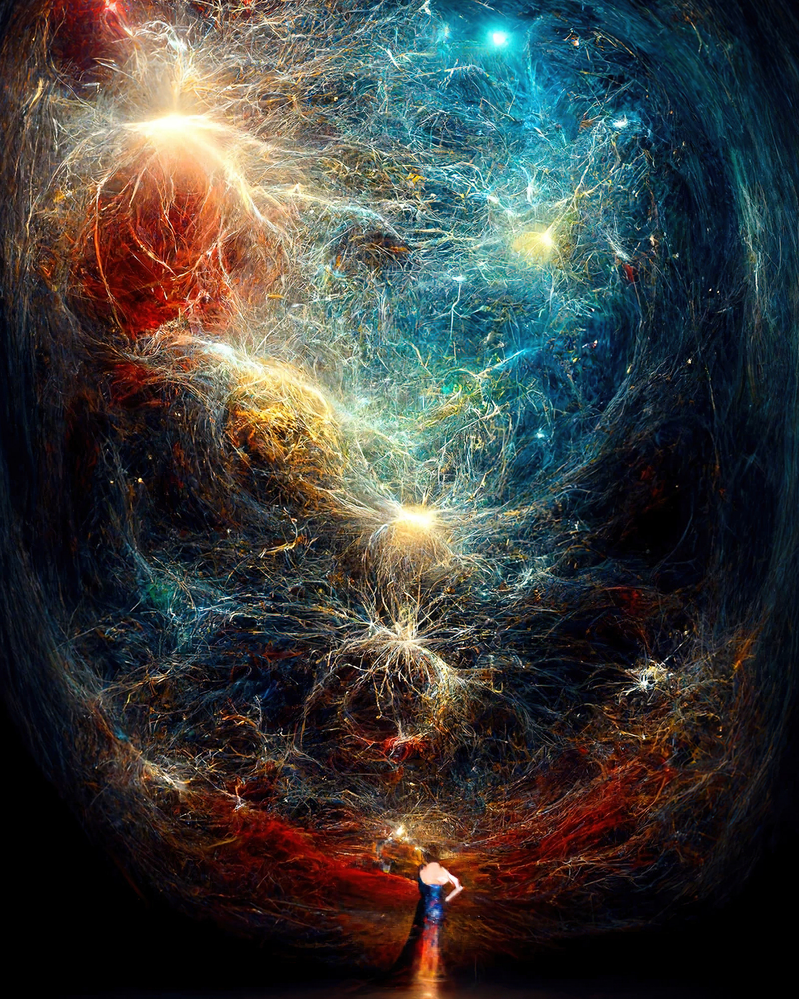 Pondering the Mysteries of Spacetime (Created with Midjourney + DALL-E)