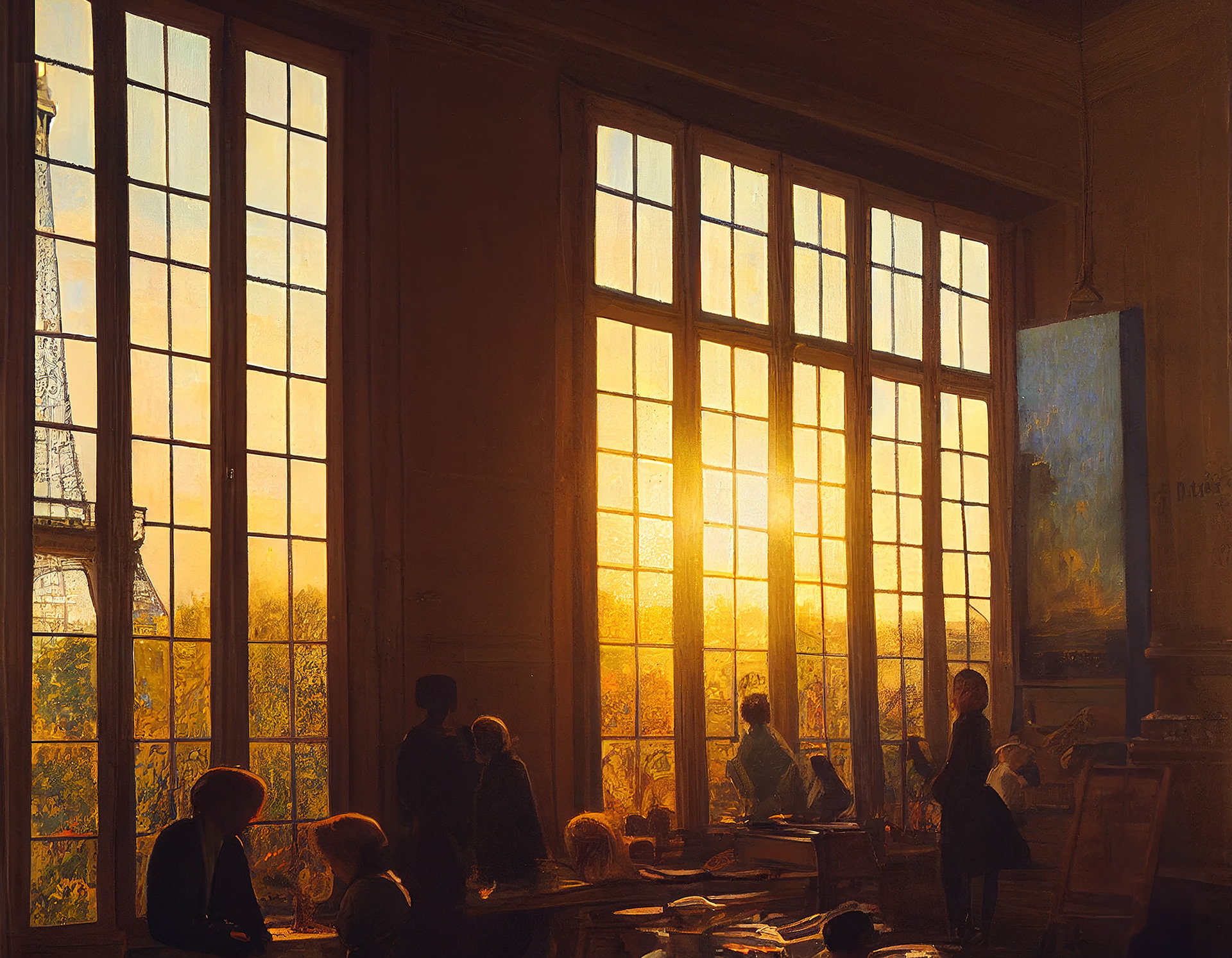 Eiffel Sunset (Created with Midjourney + DALL-E)