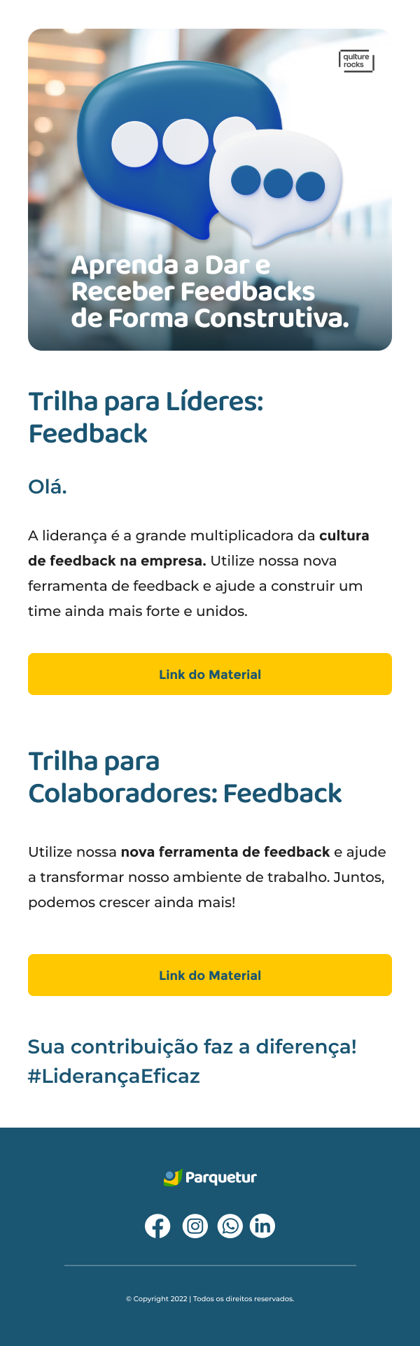 Avisos internos para o time de Gestão e Cultura