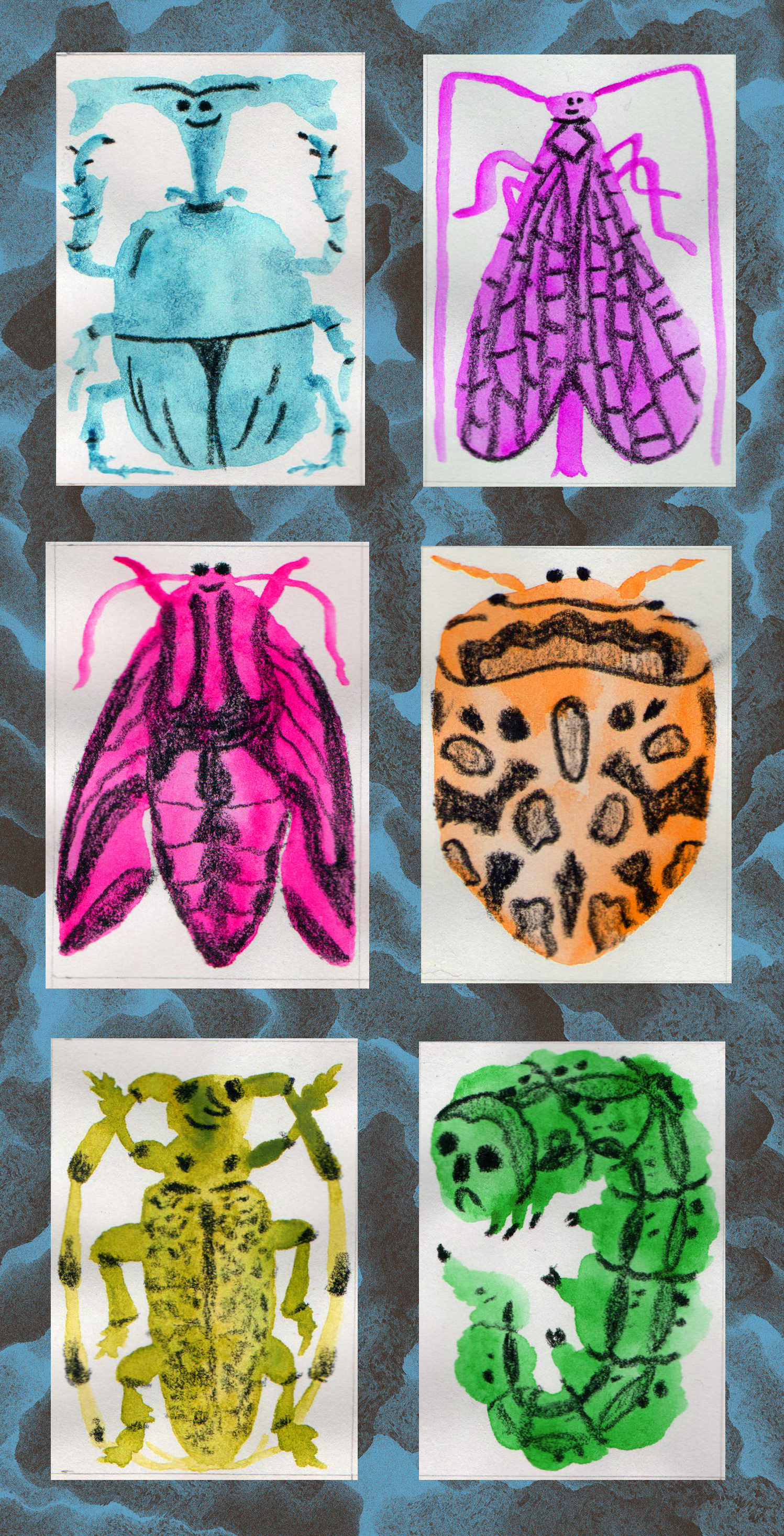 Neon Insects - Scientific Illustration