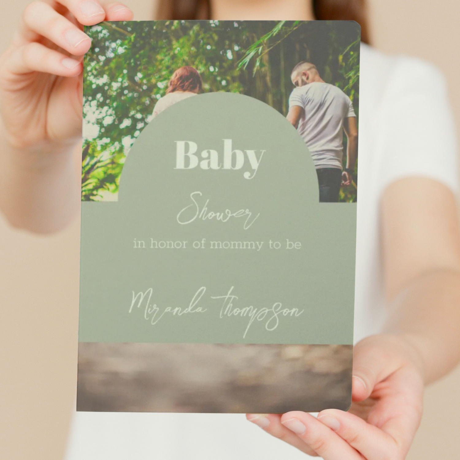 Modern Greenery Tropical Family Photo Baby Shower Invitation