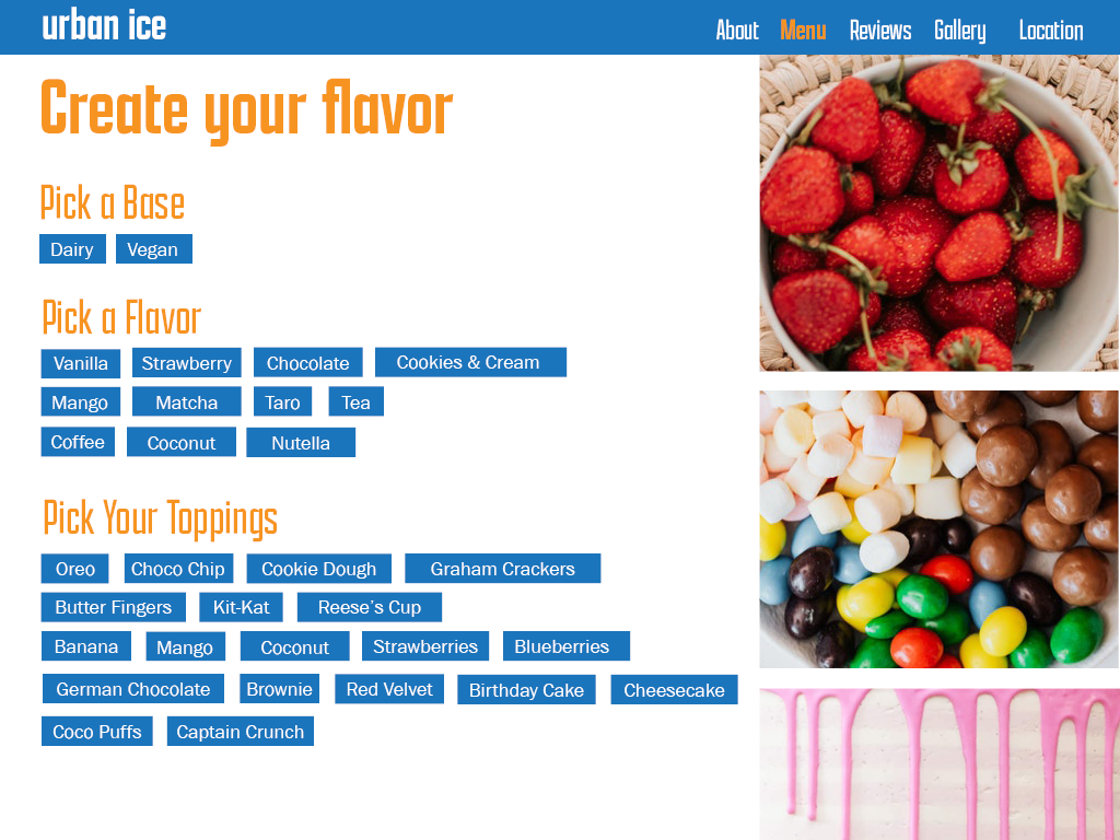 "Create Your Flavor" Page