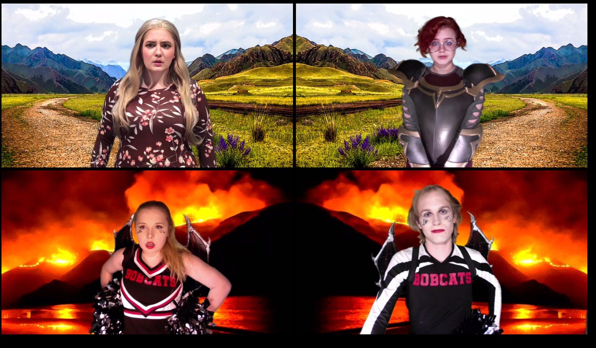 Becca Westbrook as Agnes, Red as Tilly, Destiny as Evil Tina, and Seth as Evil Gabbi.