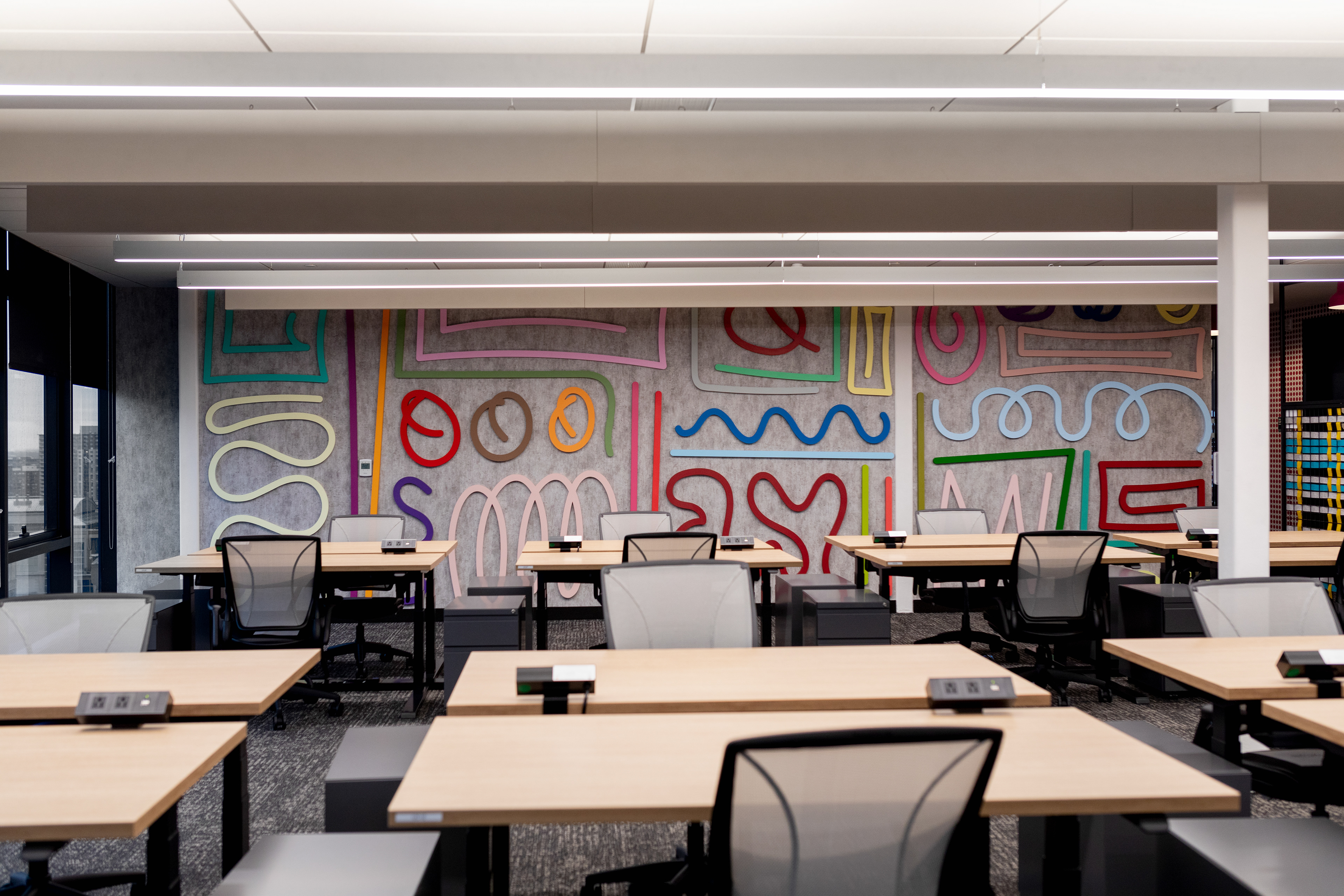28 x 9 feet. Custom wall sculpture for Google montreal, Acrylic on laser cut aluminum