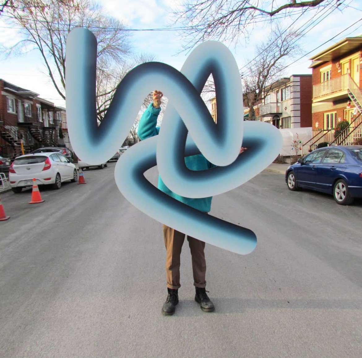 65 x 65 inches, UV printing on laser cut aluminum