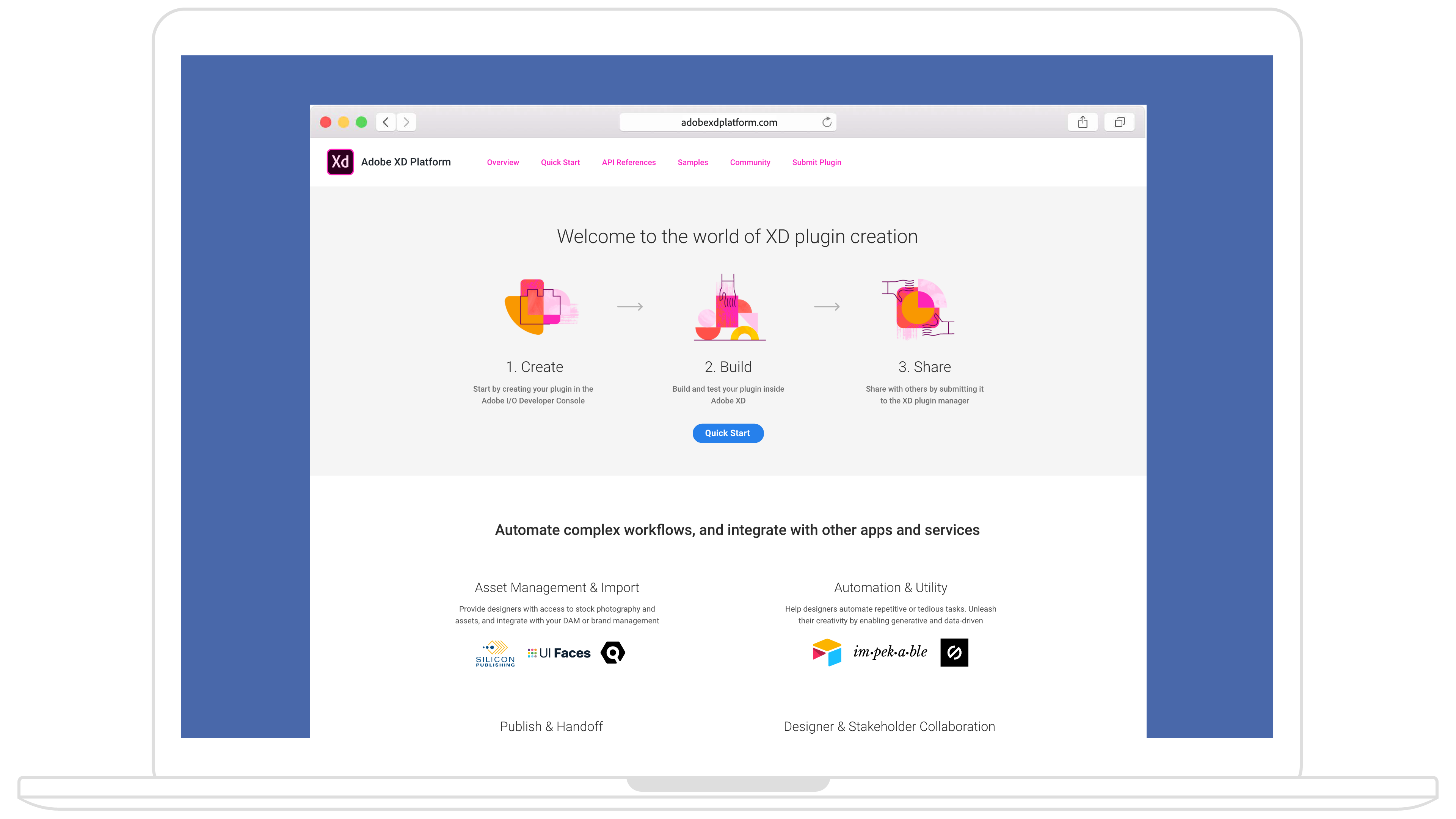 Adobe XD documentation landing page