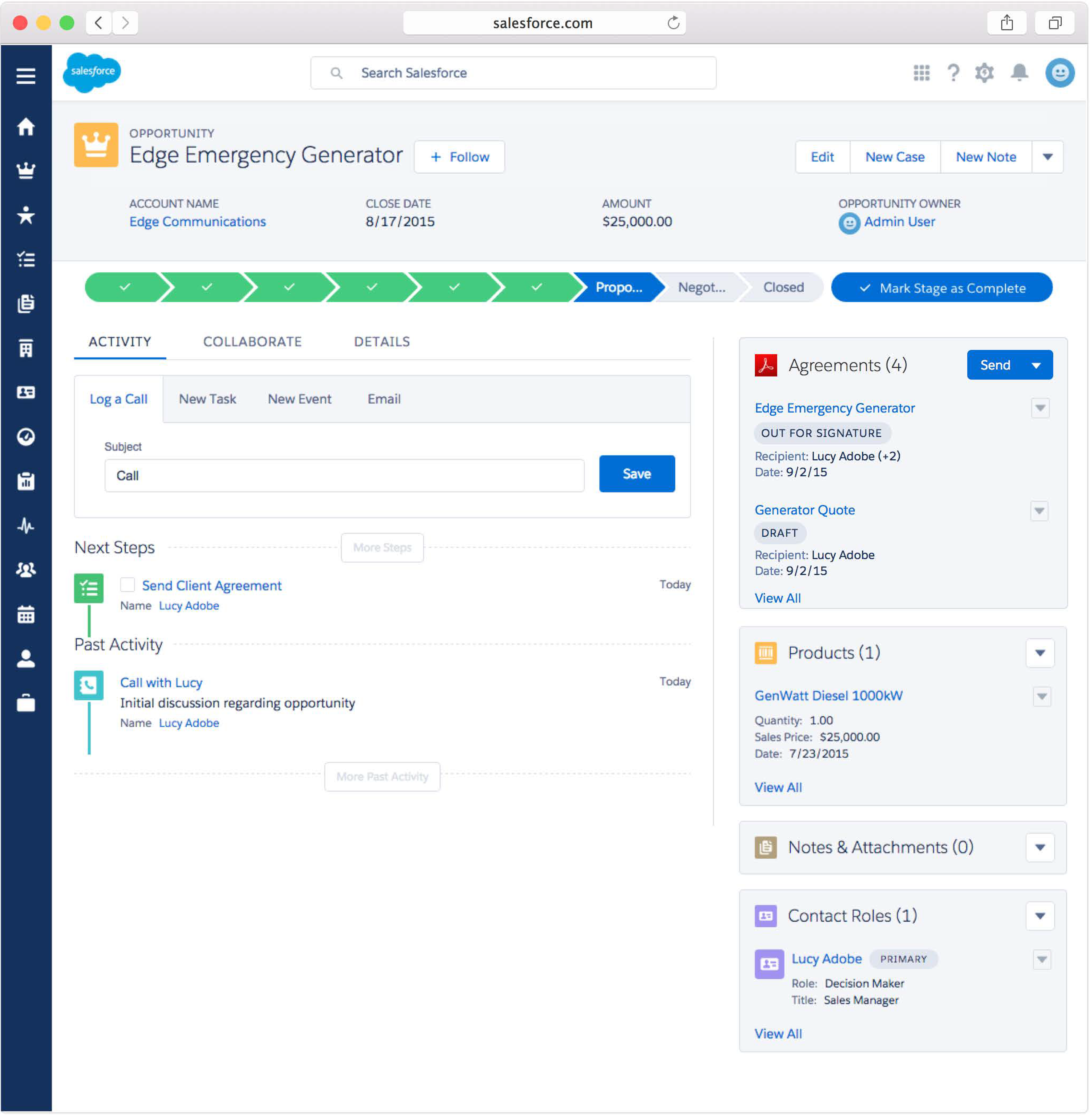 Small component on opportunity page