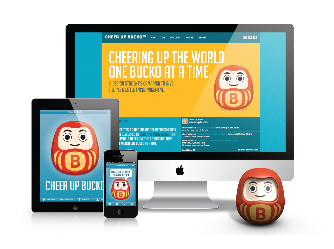 Showing Cheer Up Bucko across devices and products