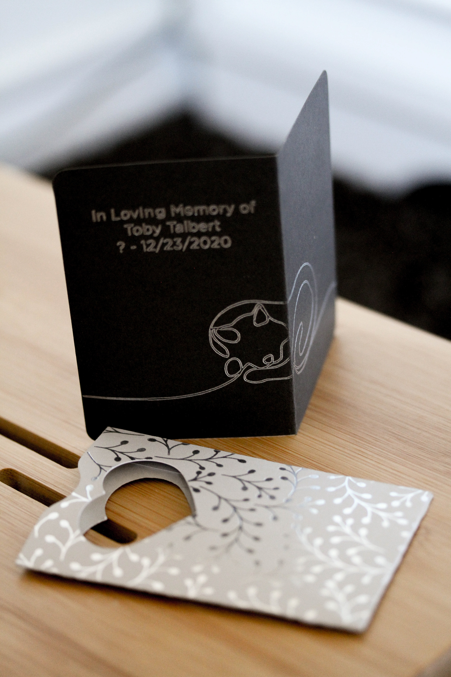 For the recently deceased cat Toby Talbert.