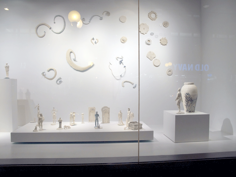 humans below sky, Installation detail Nordstroms window