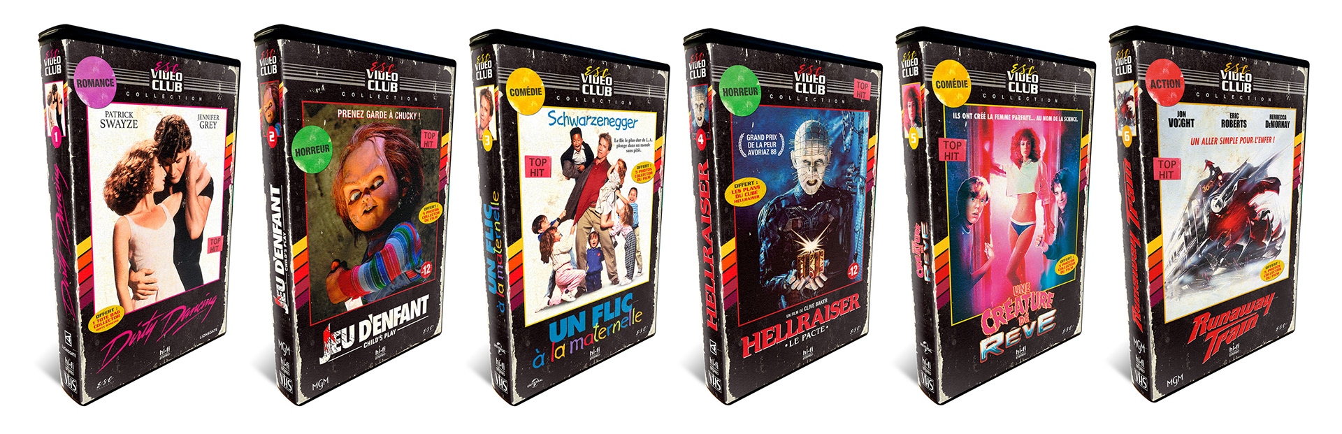 Boitiers VHS avec jaquettes rétro