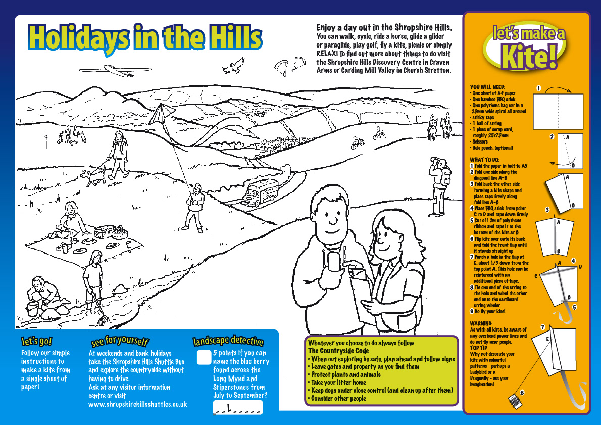 Sample spread from Shropshire Hills Activity Book