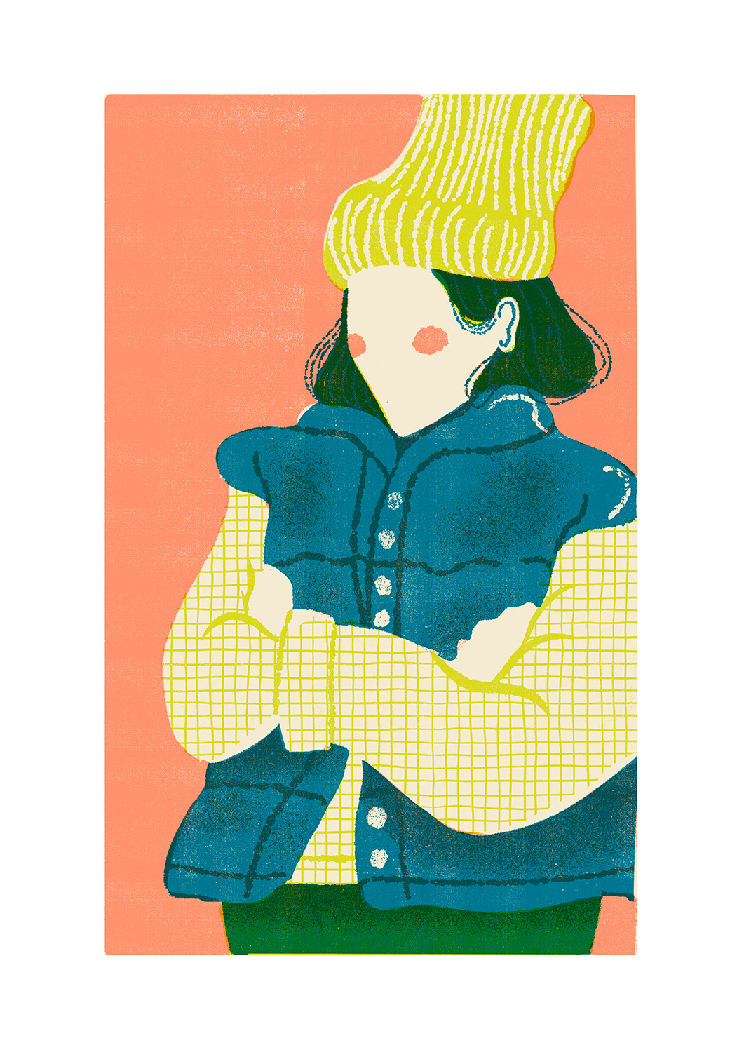 Color Blocked Illustrated Autumn Fashion Figure by Polina Jakimova.