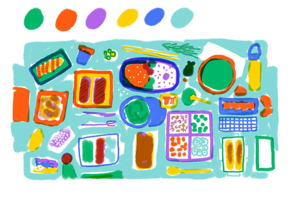 Illustration for Financial Times by Polina Jakimove, Theme: Packed Lunch; Color Sketch