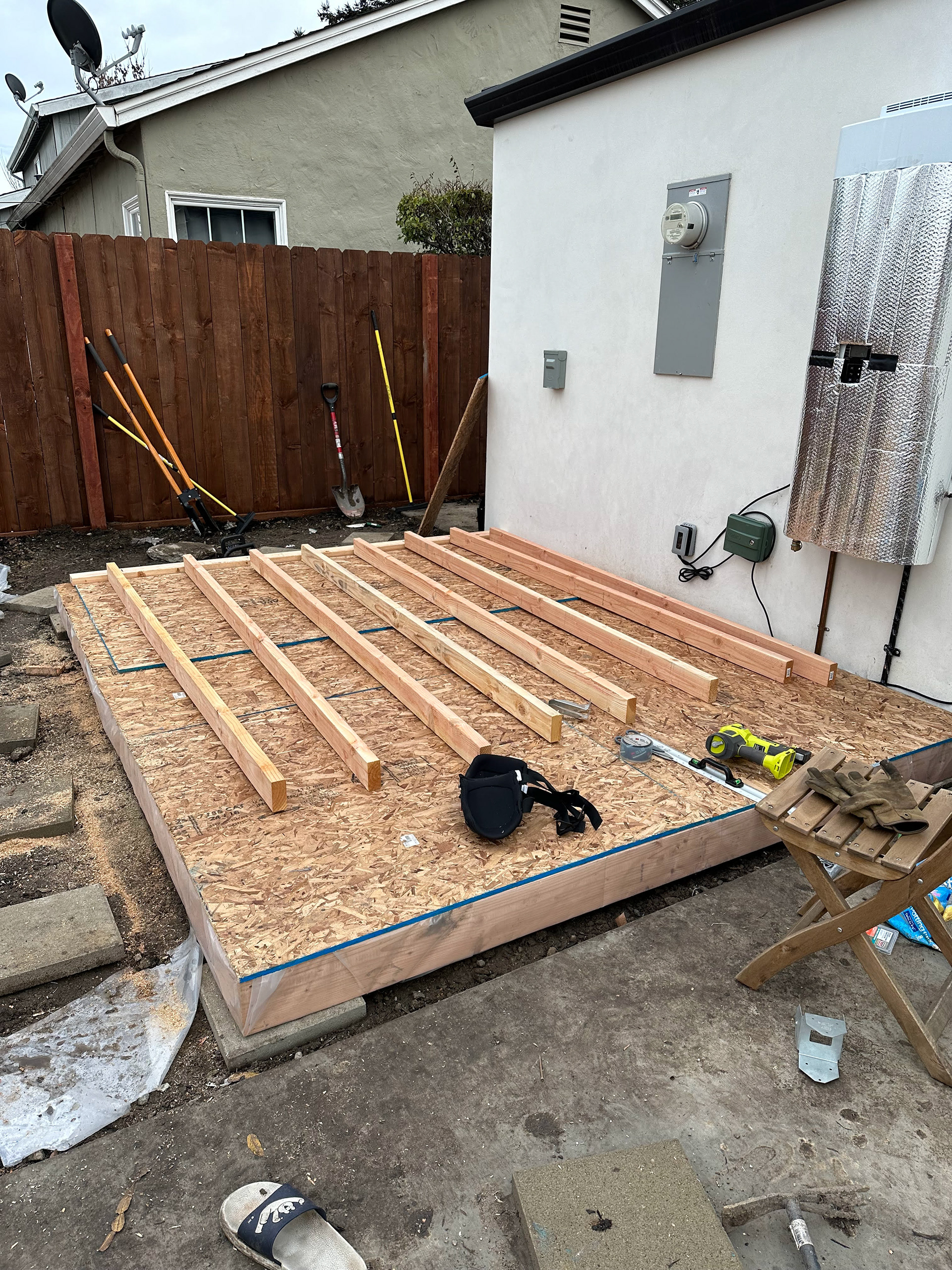 Level the floors and OSB board floor