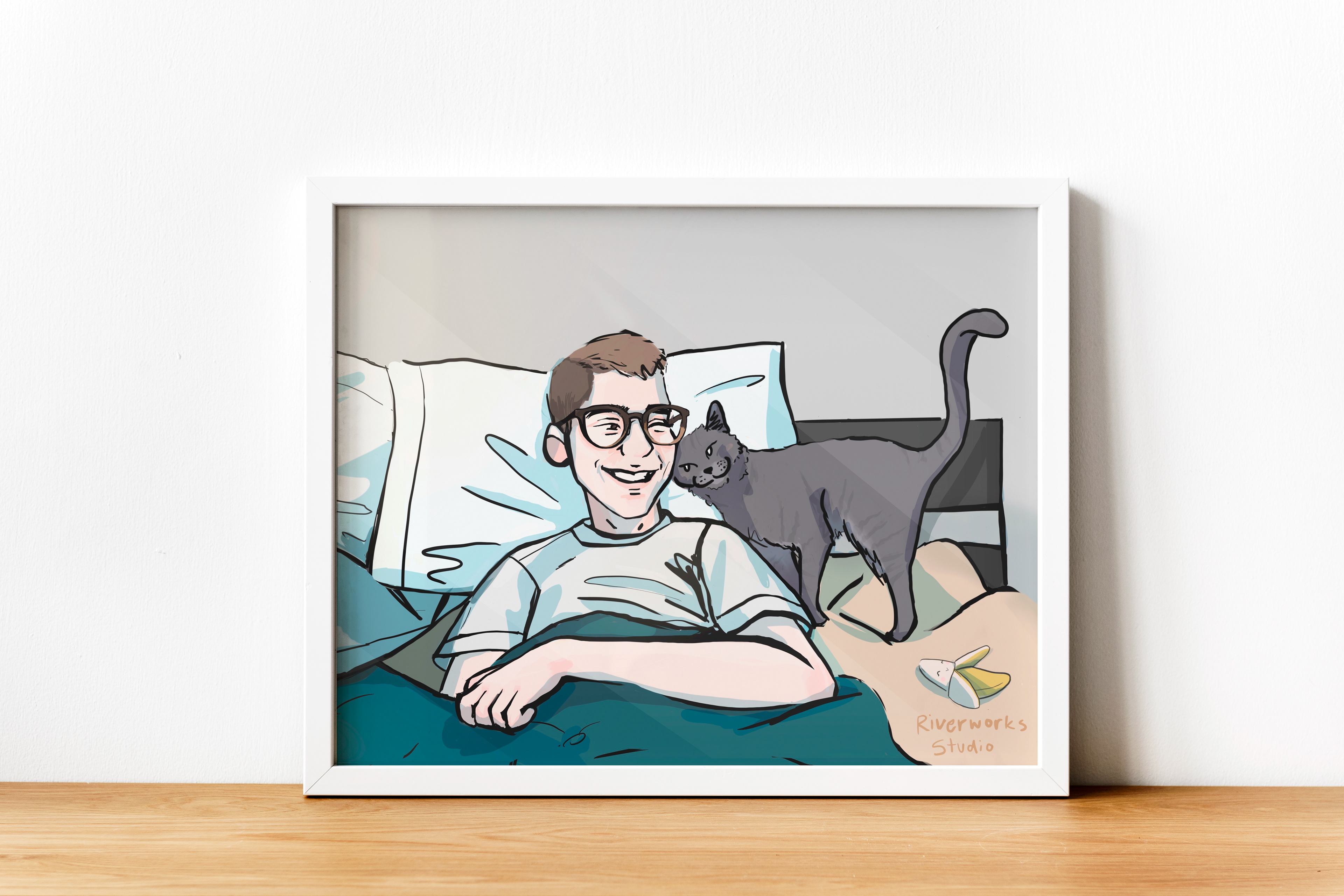 Custom half-length portrait with background