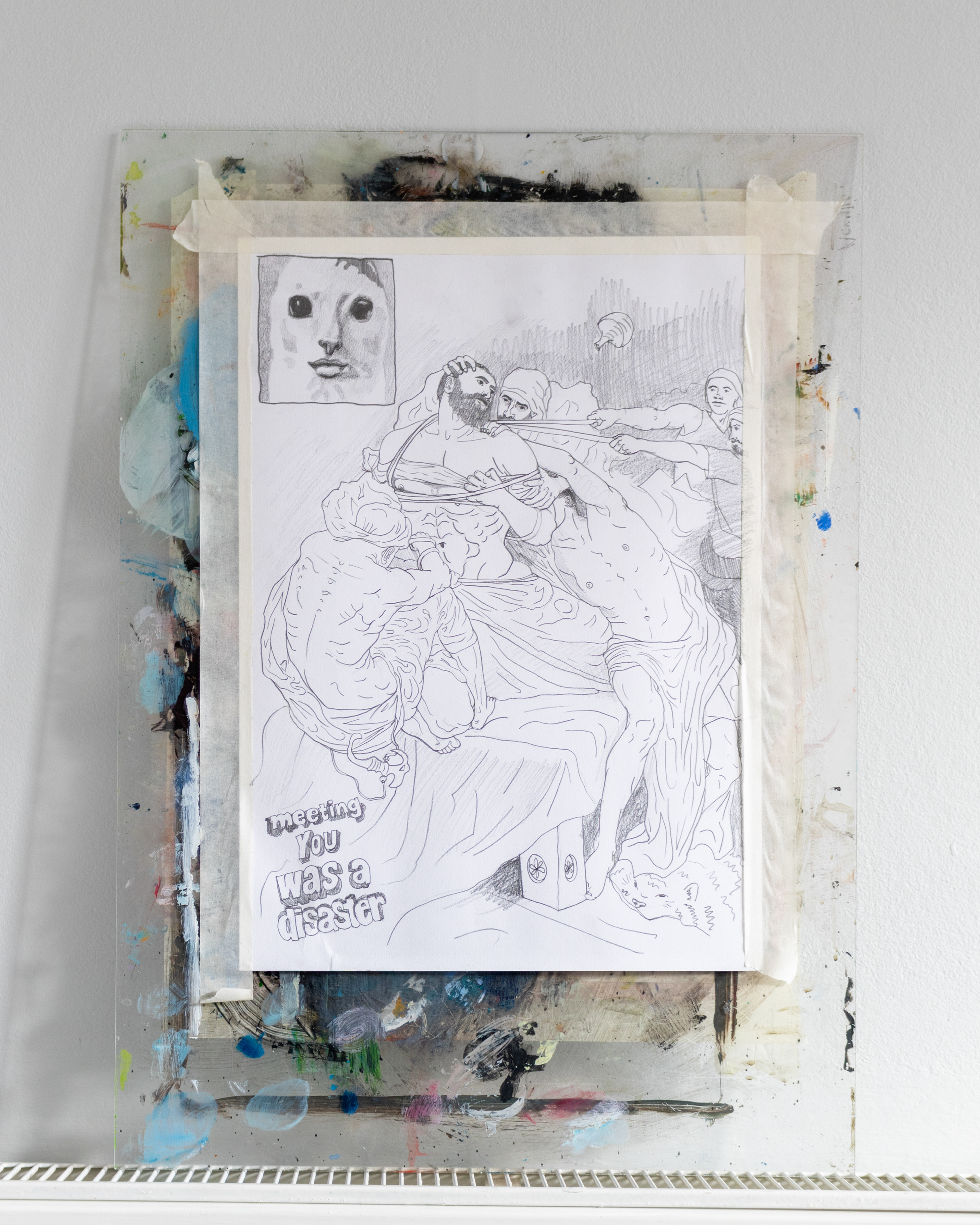 meeting you was a disaster, pencil on paper, A3, 2022