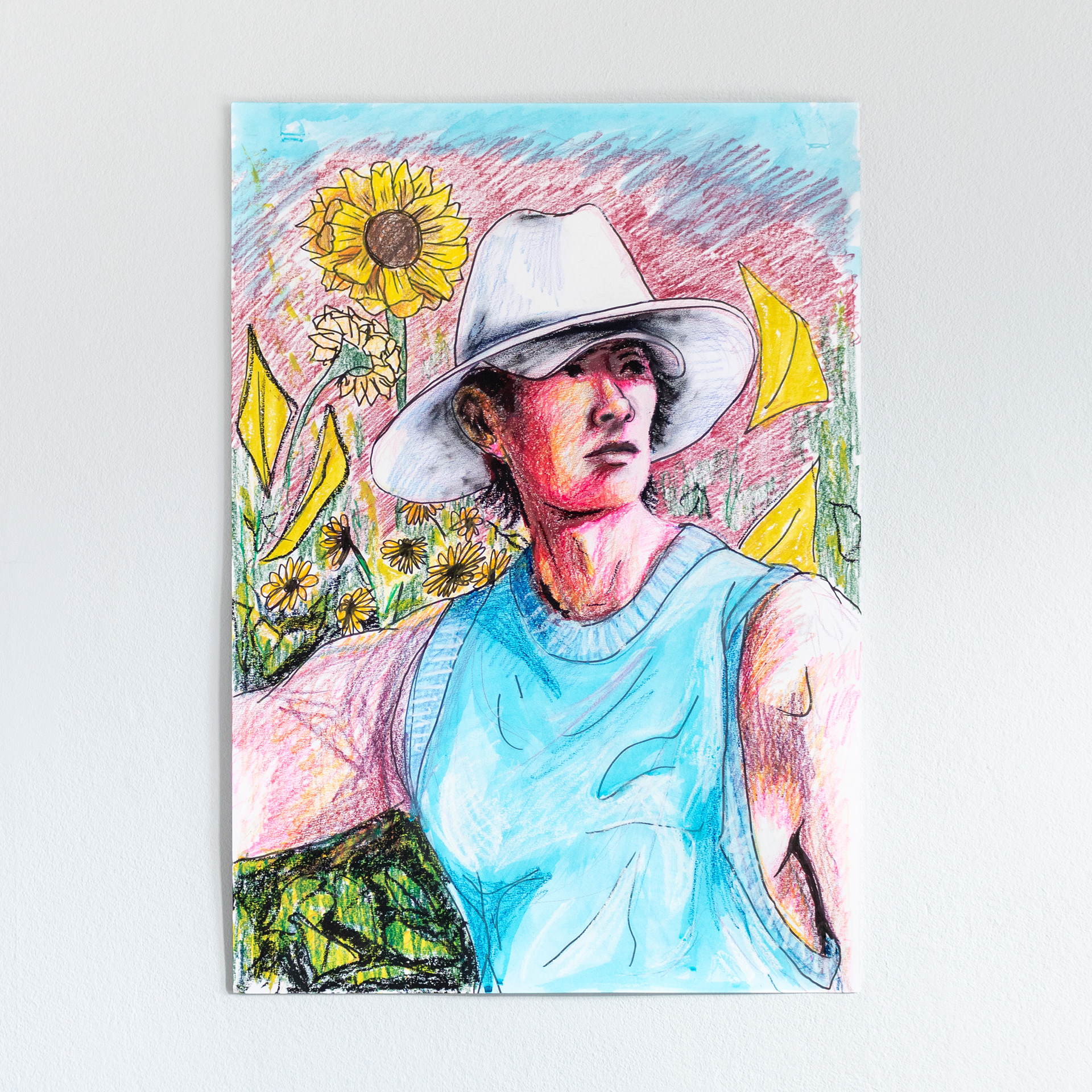 Dior Study 2, Coloured pencil, marker, oil pastel, and acrylic paint on paper, A2, 2023