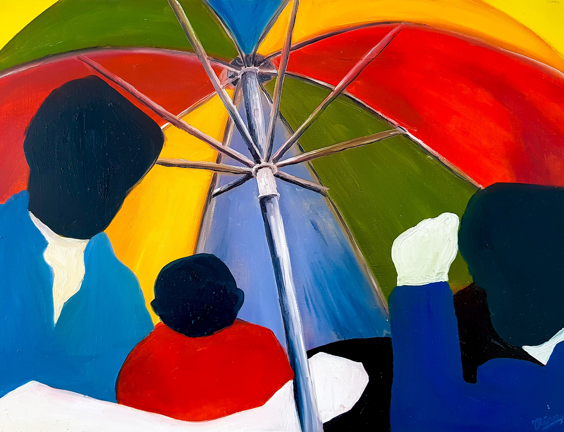 The Umbrella, Oil on canvas board, 30 x 40 cm