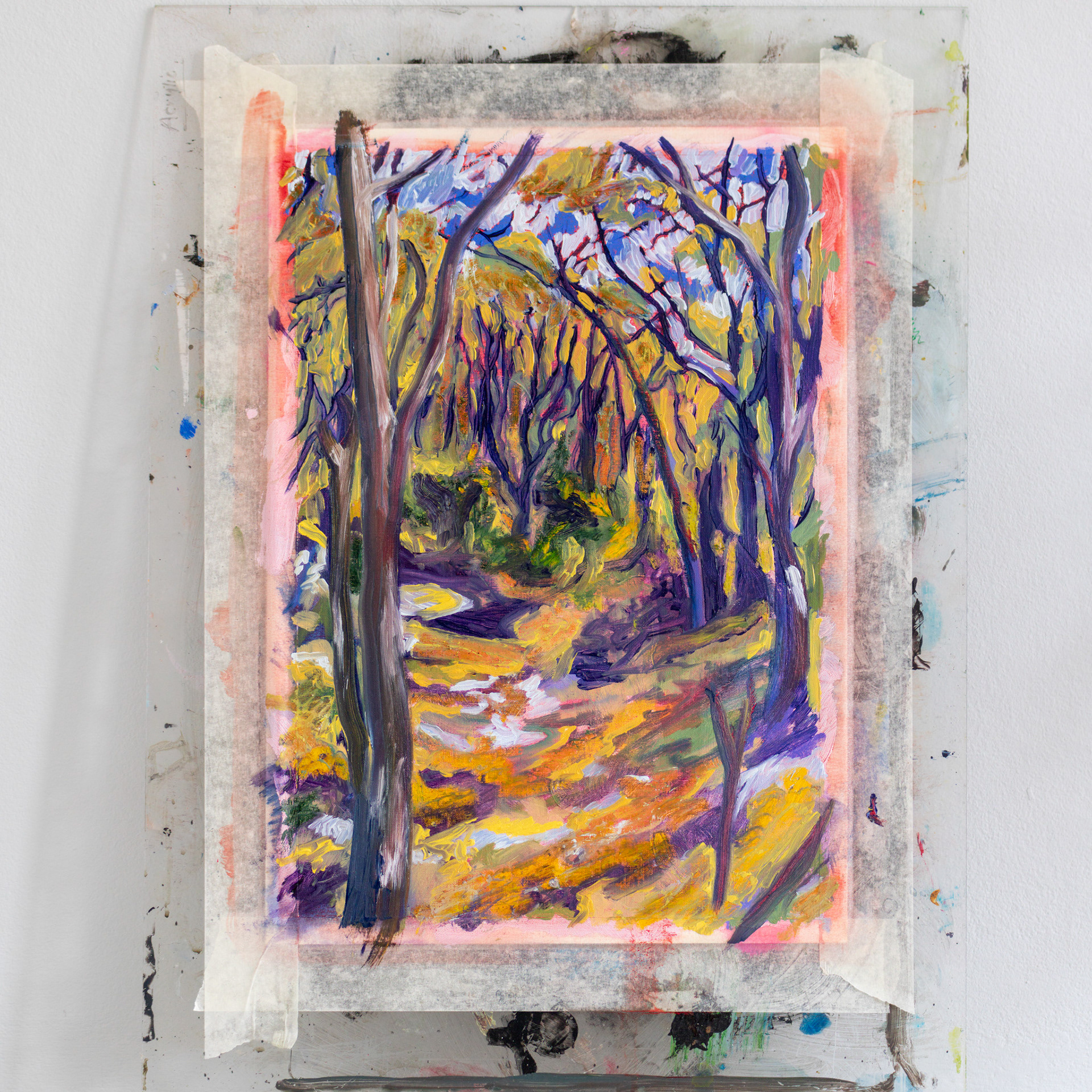 Abel Tasman landscape study, oil and oil pastel on oil paper, A3, 2023