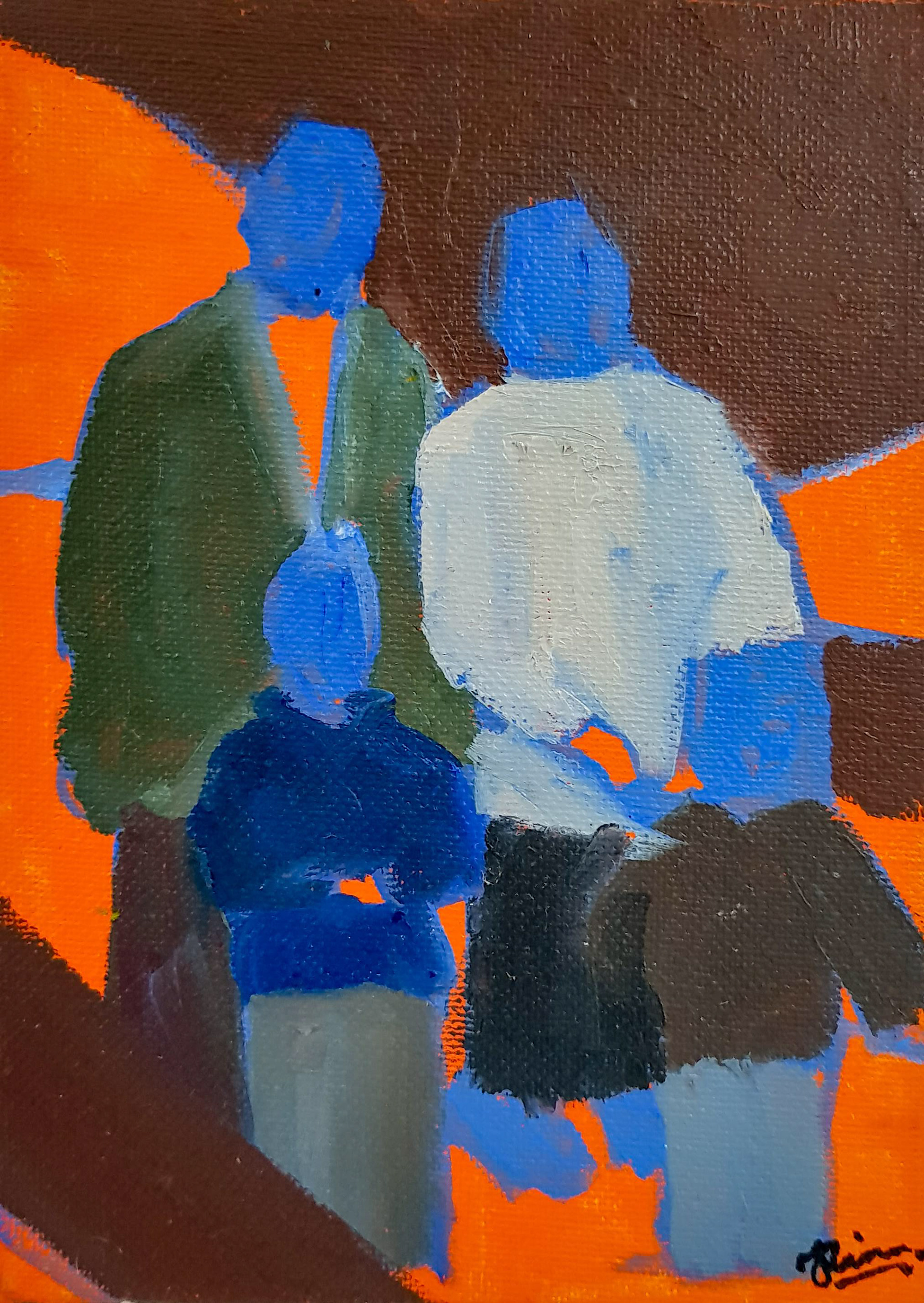 When?, Oil and acrylic on canvas panel, 13 x 18 cm