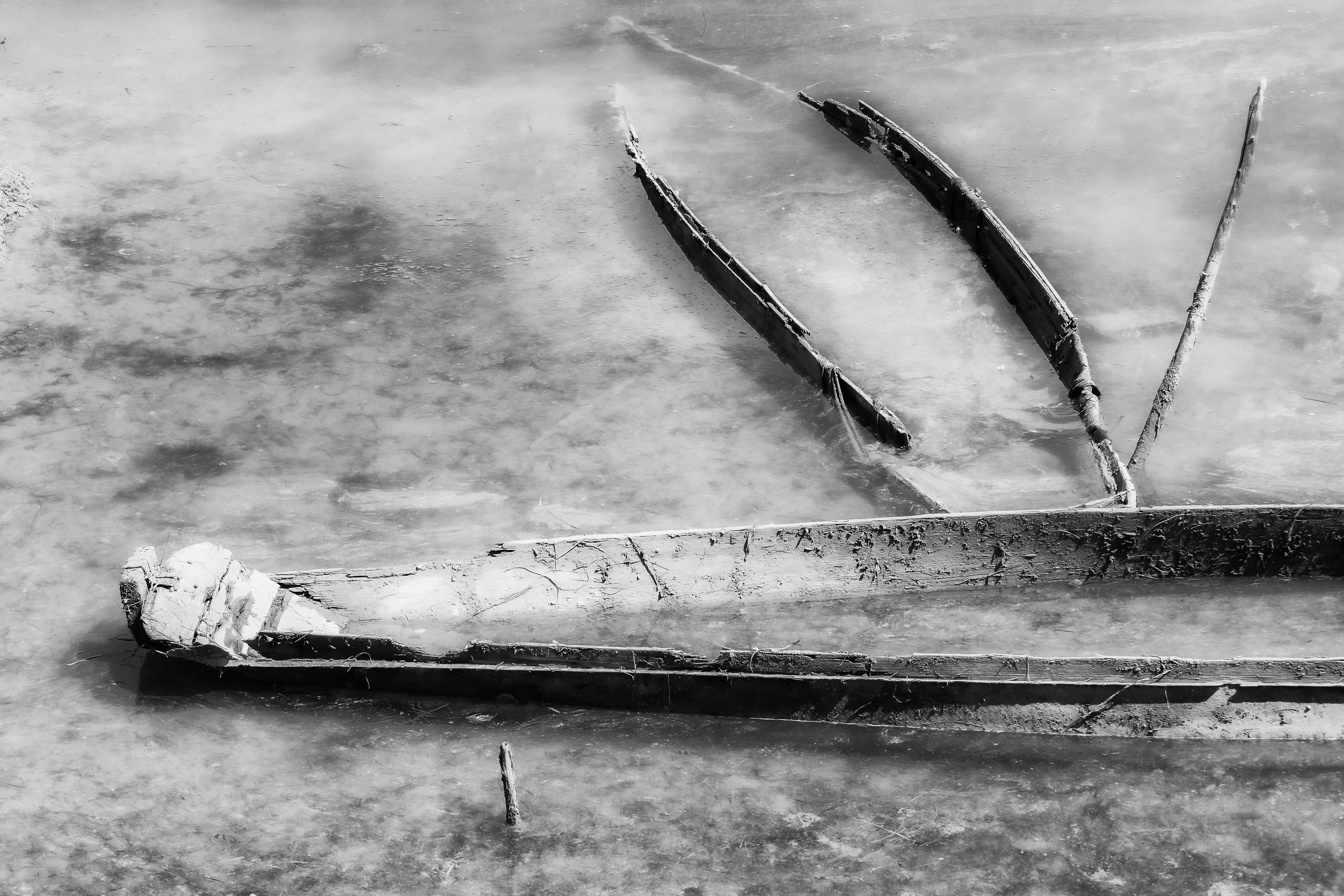 Versunkene Fischerkähne