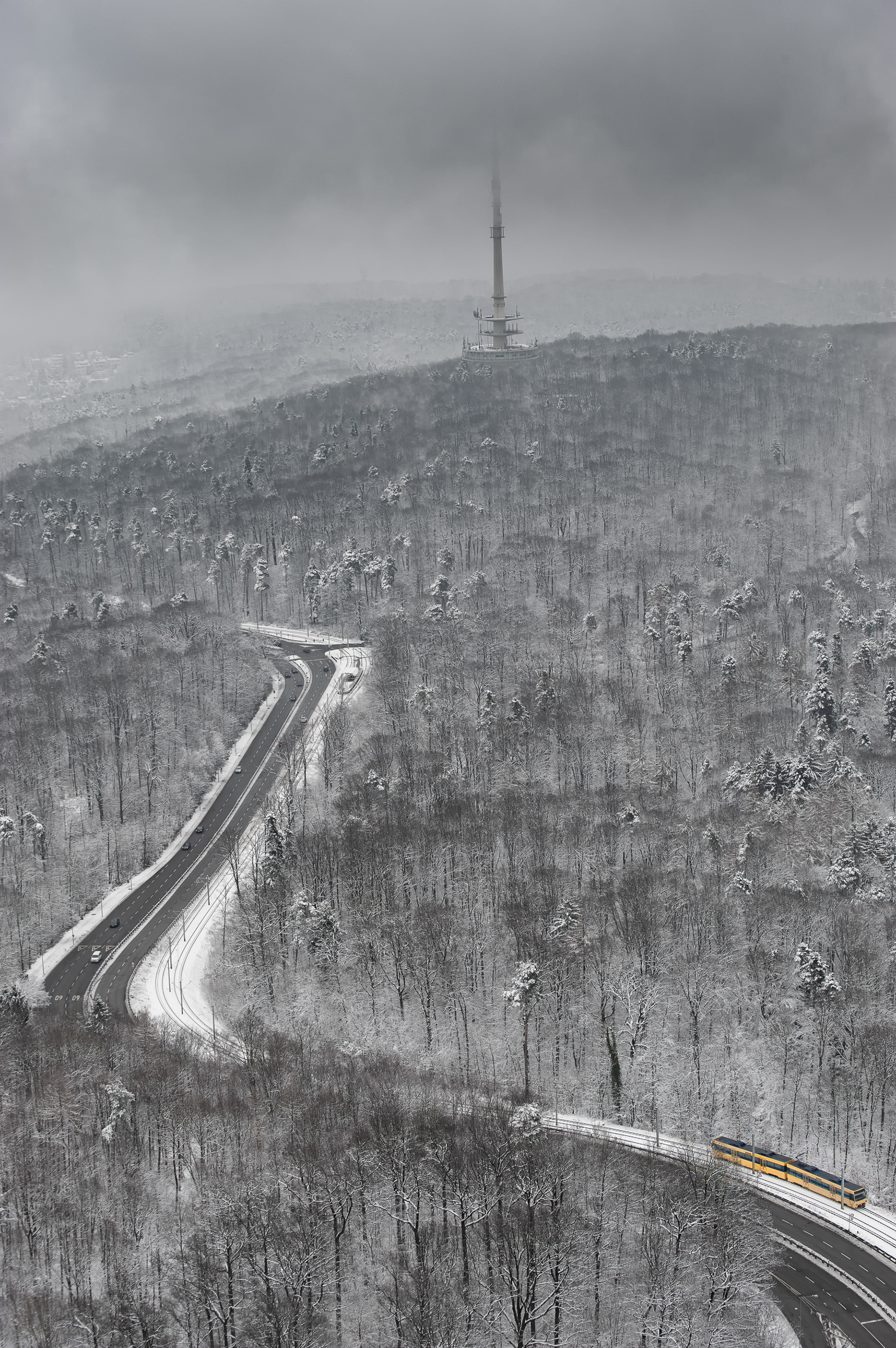 vom Fernsehturm bei schlechtem Wetter