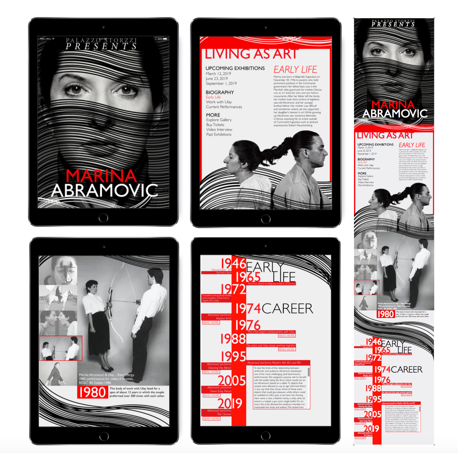 iPad scroll for the performance artist Marina Abramovic's exhibition at Palazzo Storzzi