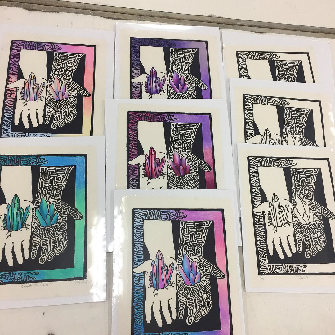 Prints based on chakras with correlating healing crystals