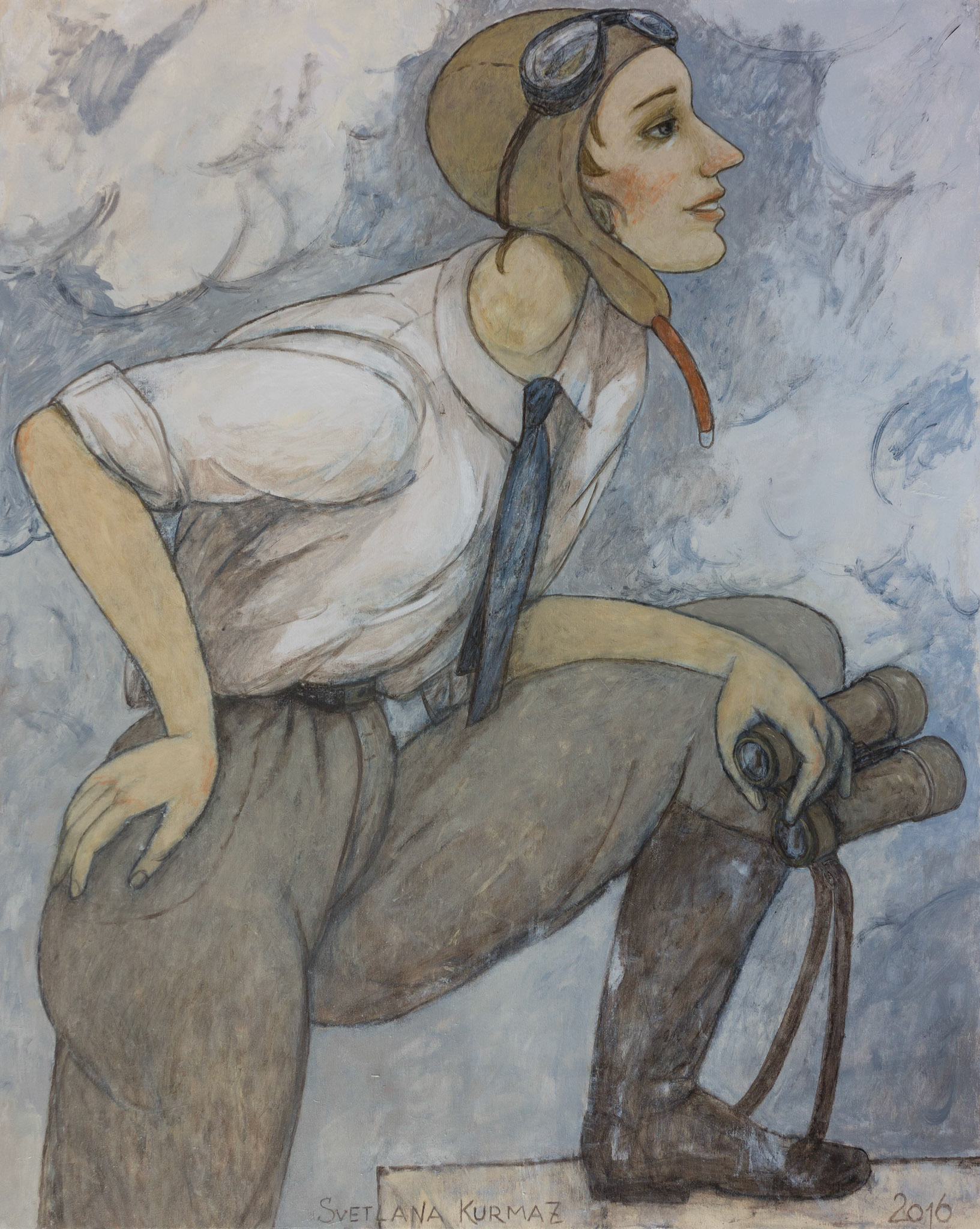 L'AVIATRICE, oil on canvas, 100x80cm./ SOLD