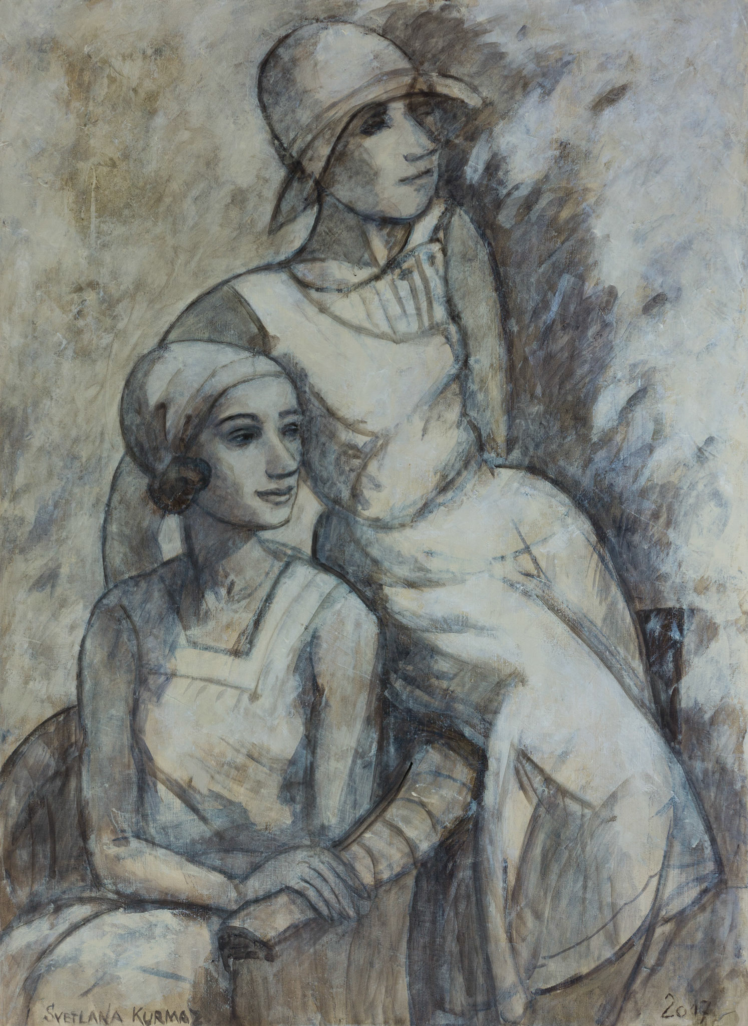 TWO WOMEN, oil on canvas, 110x80cm. /SOLD/