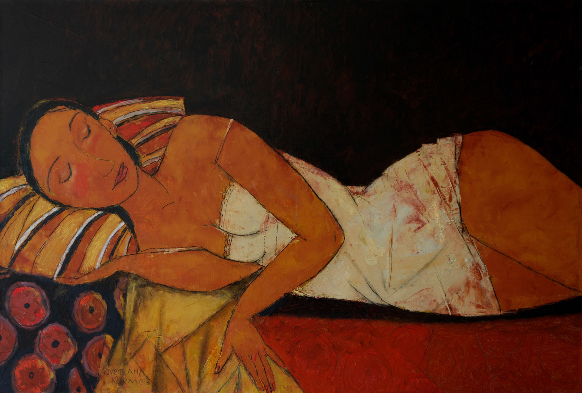 LA SIESTA, oil on canvas, 70x105cm. SOLD