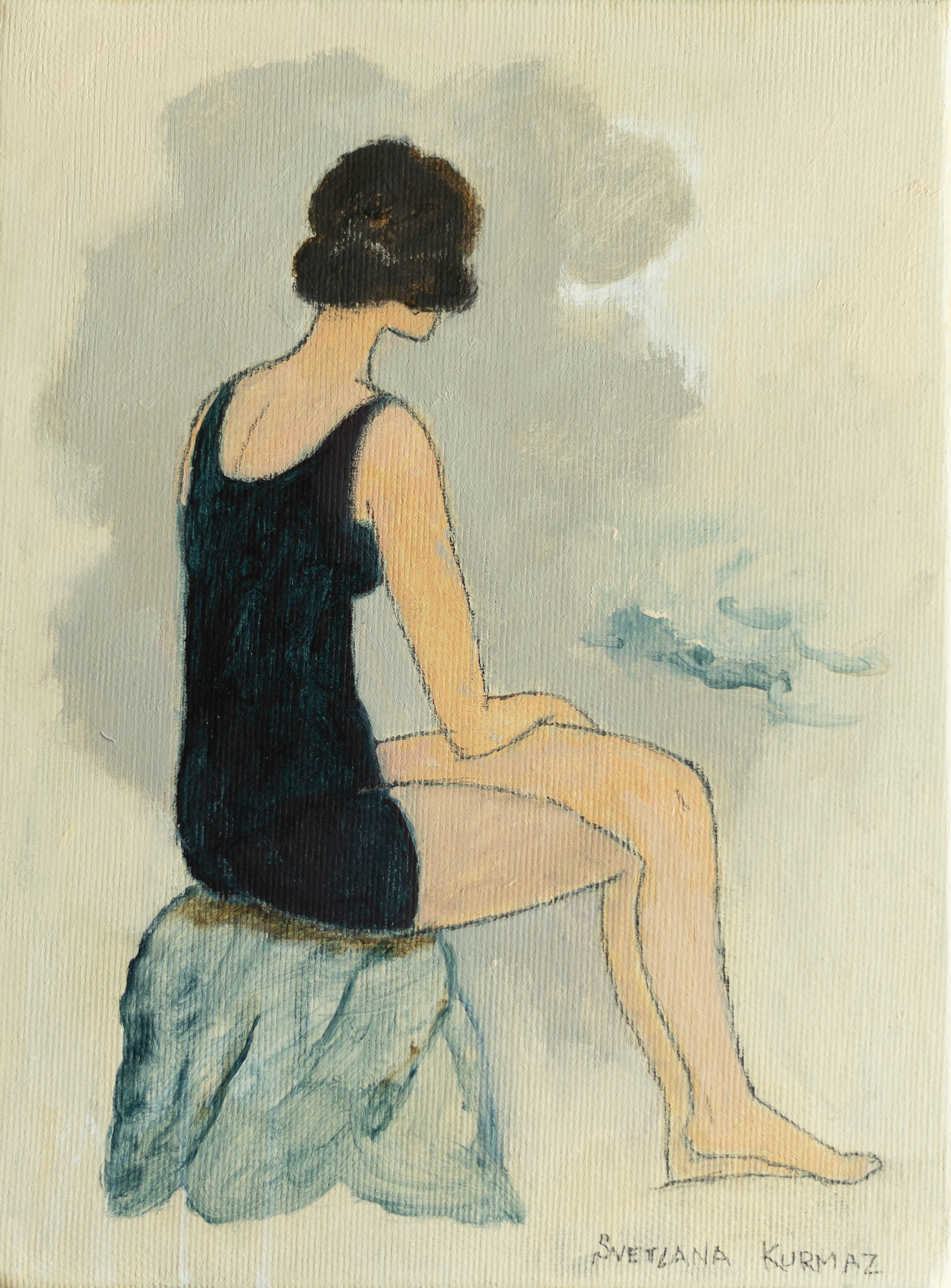 LADY BATHER, oil on canvas, 24x18cm. Available.