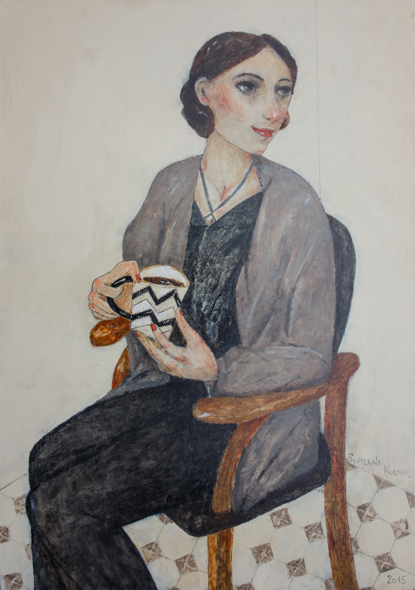 CUP OF COFFEE , oil on canvas, 100x70cm. SOLD