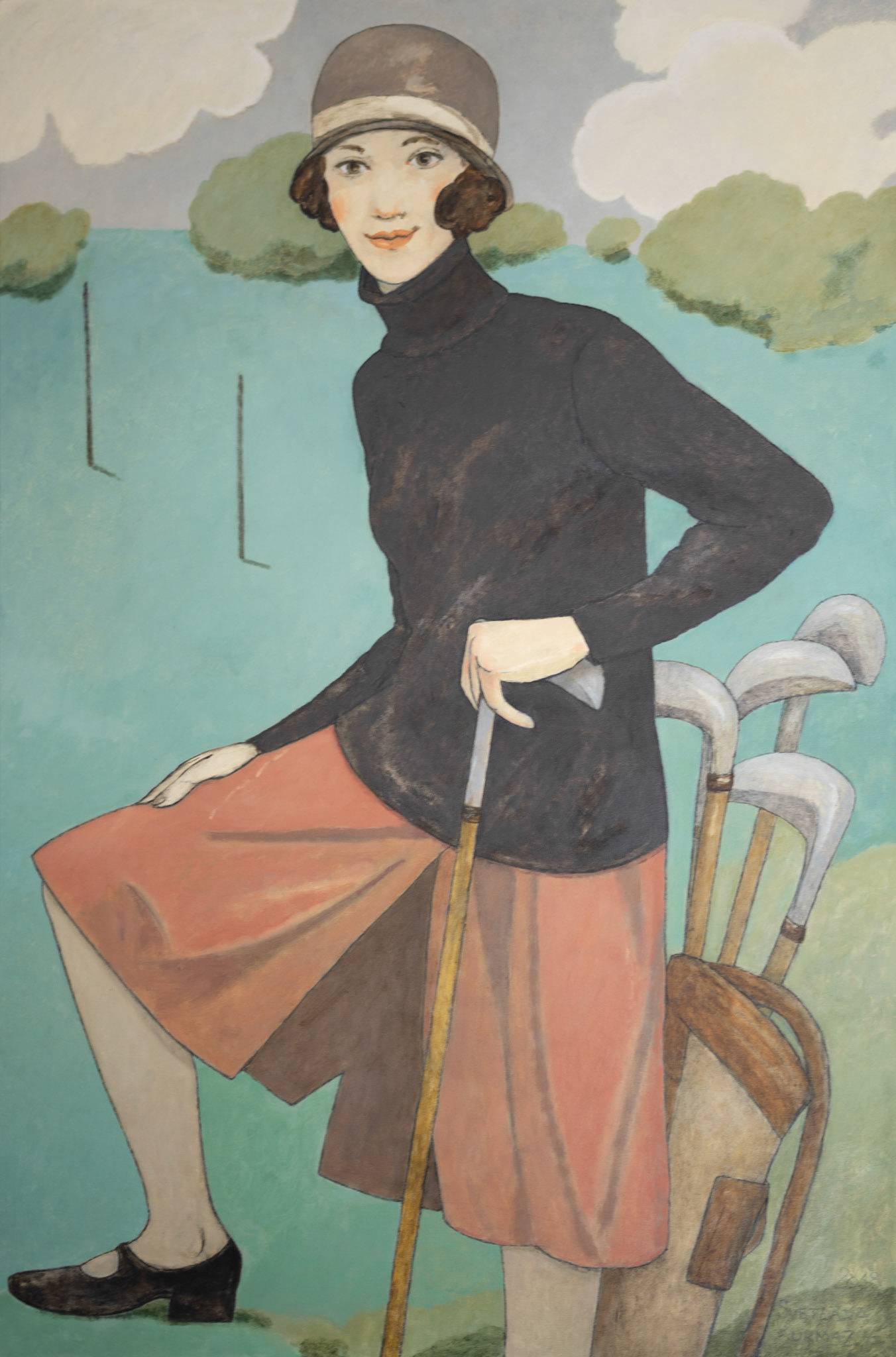 LADY GOLFER, oil on canvas, 120x80cm. /SOLD/