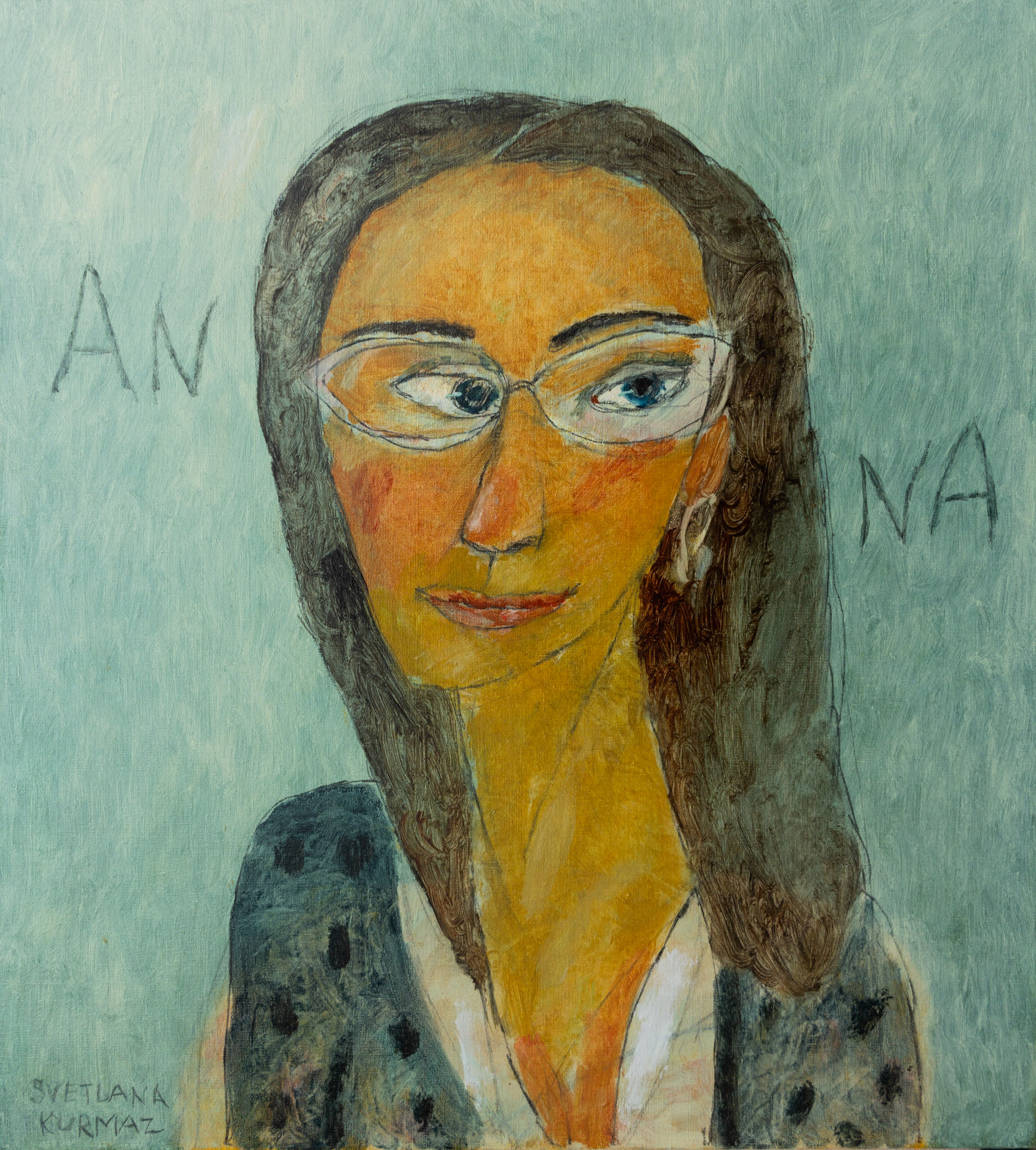 NEW GLASSES, oil on canvas, 55x50cm. Available.