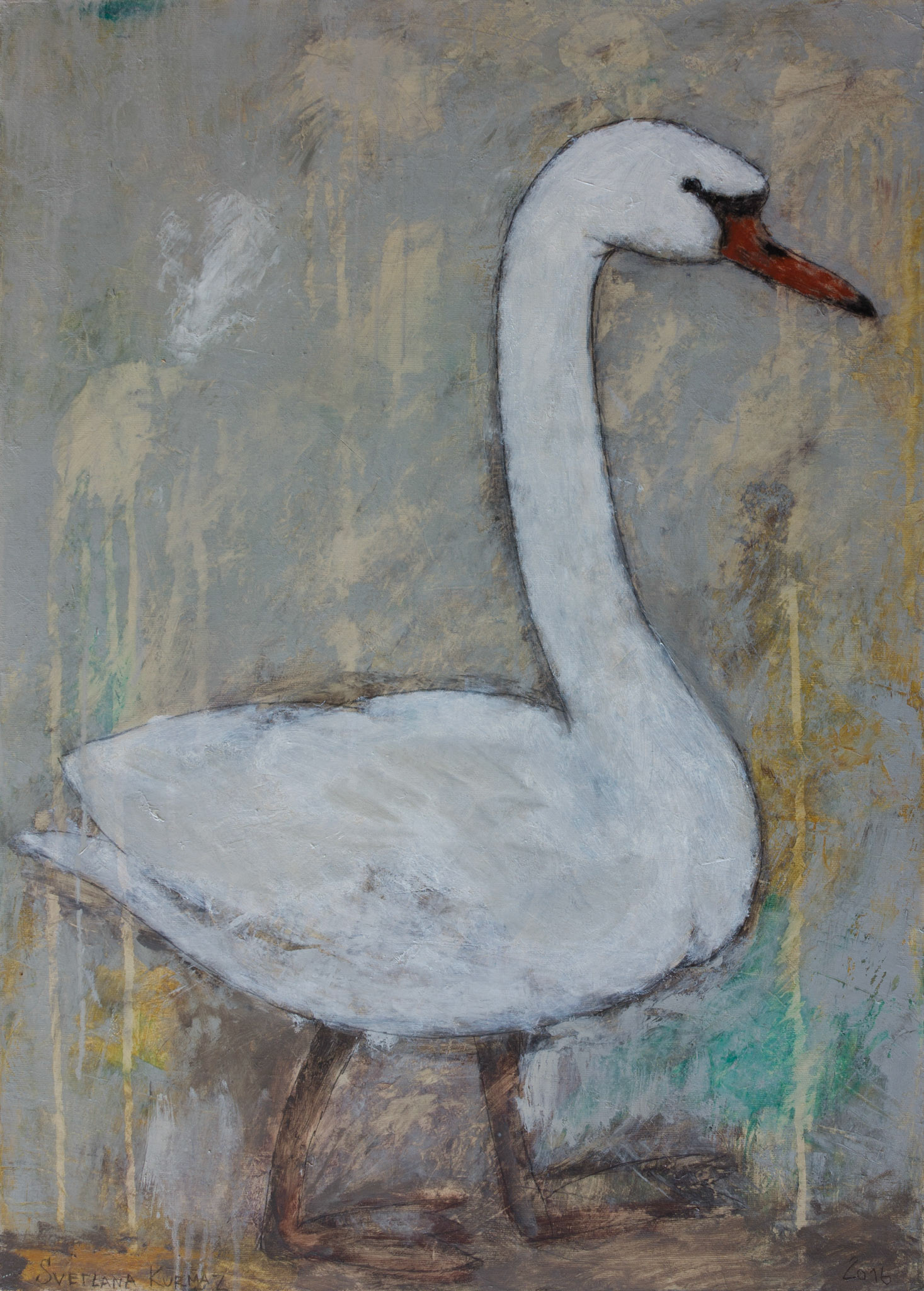 A SWAN, oil on canvas, 70x50cm./ SOLD