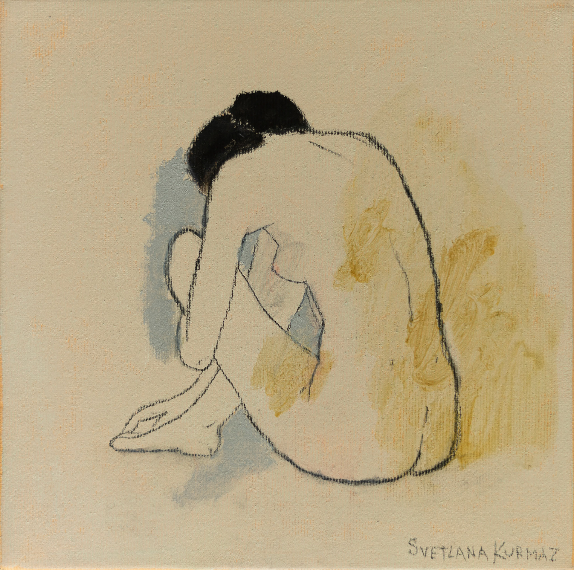 charcoal and oil on canvas, 20x20cm. /SOLD/