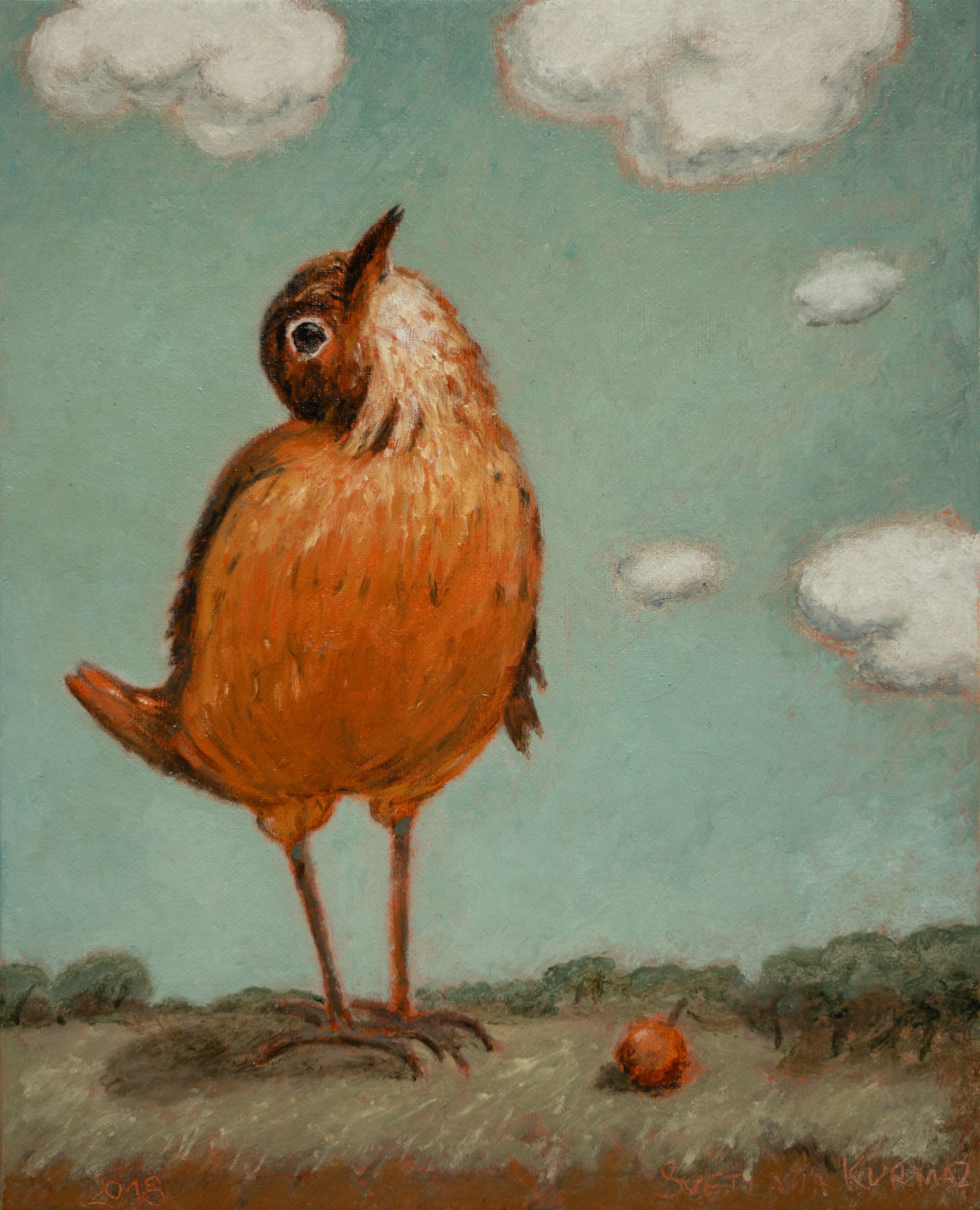 SOPHISTICATED BIRD, oil on board, 25x20cm. /SOLD/