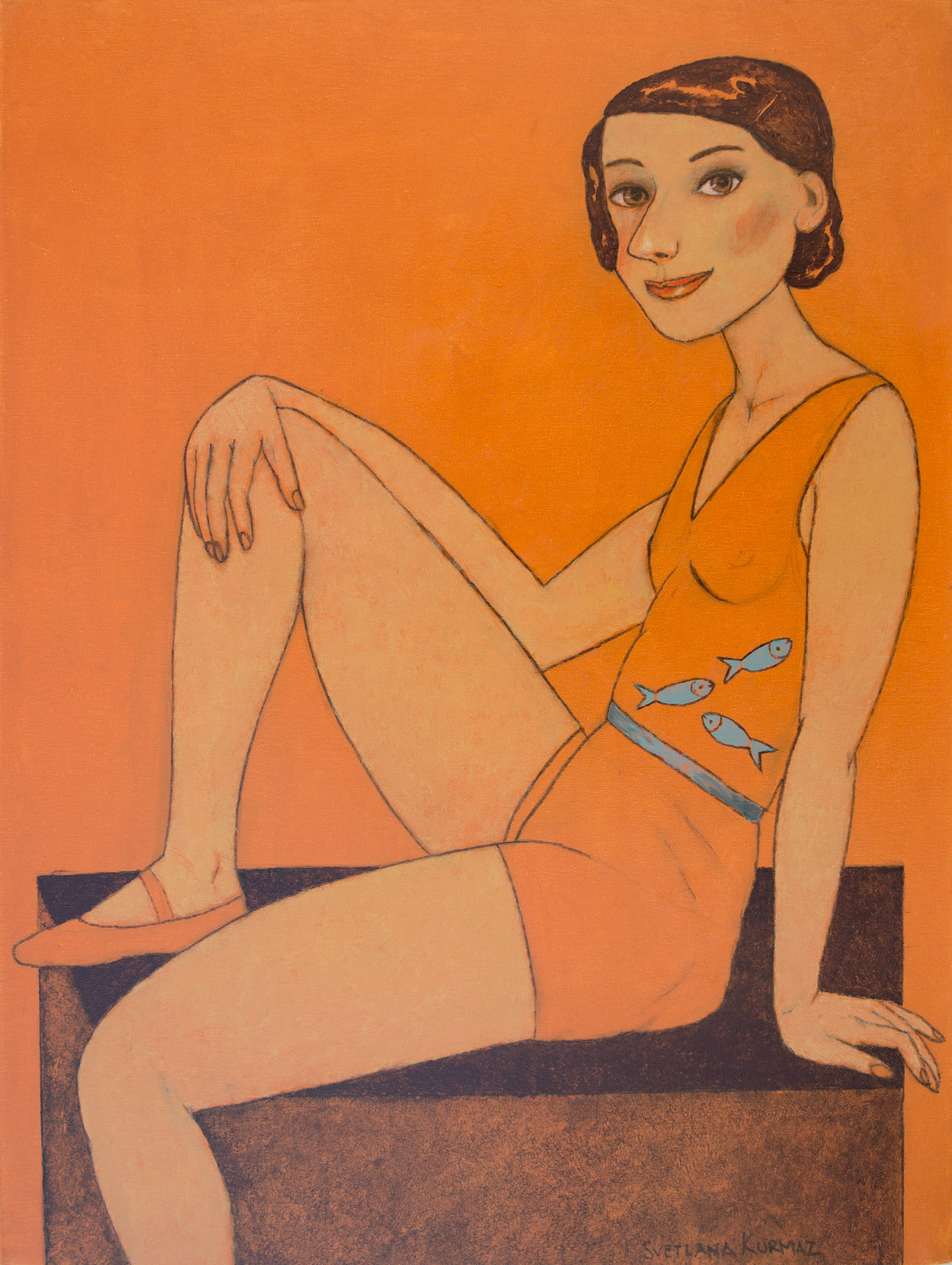 BATHING BEAUTY (ll), oil on canvas, 80x60cm. Available.