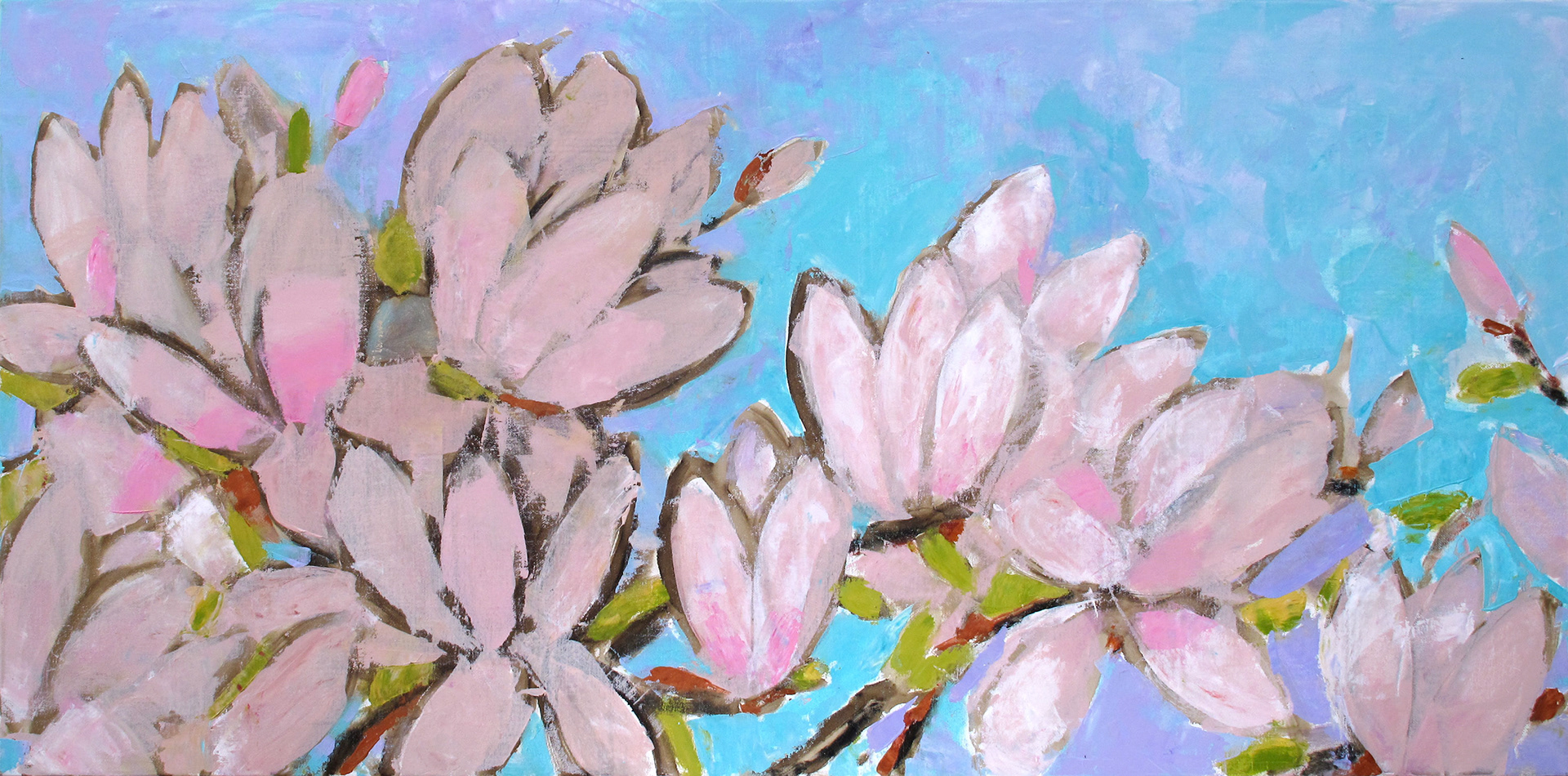 BLOSSOMING MAGNOLIA, oil on canvas, 50x100cm.