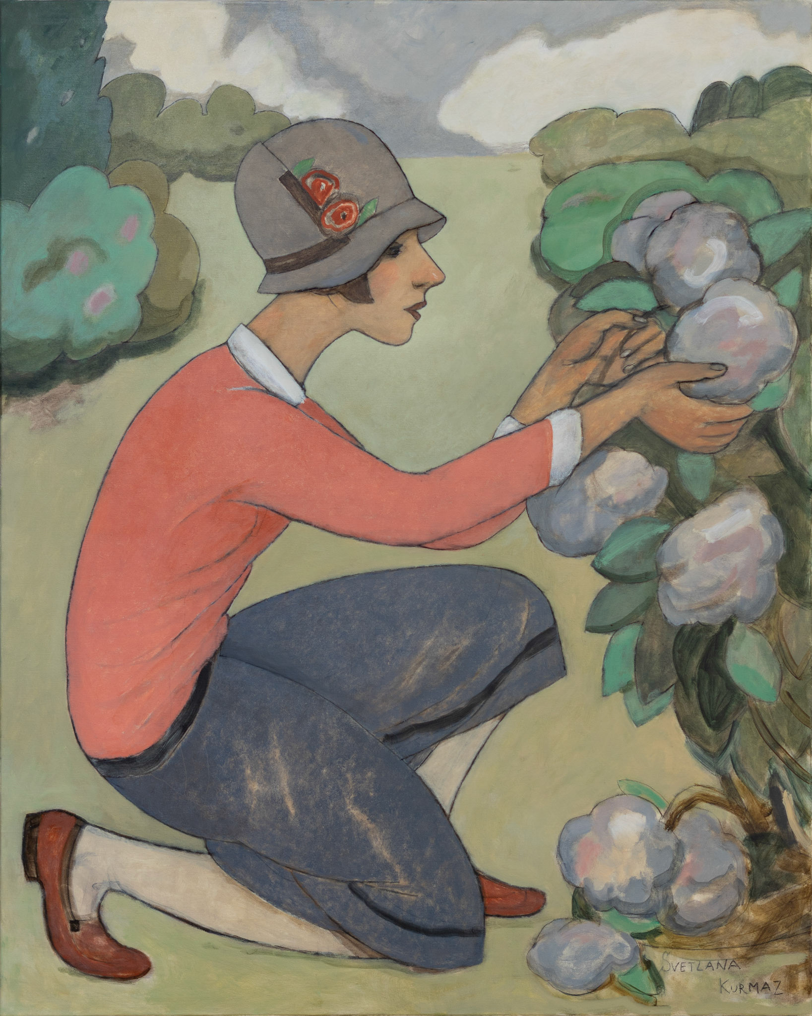 CHARMING GARDENER, oil on canvas, 100x80cm. Available.