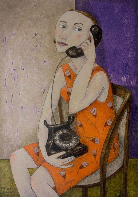GIRL WITH A TELEPHONE Svetlana KurmazOil on Canvas100x70x2 cm2013